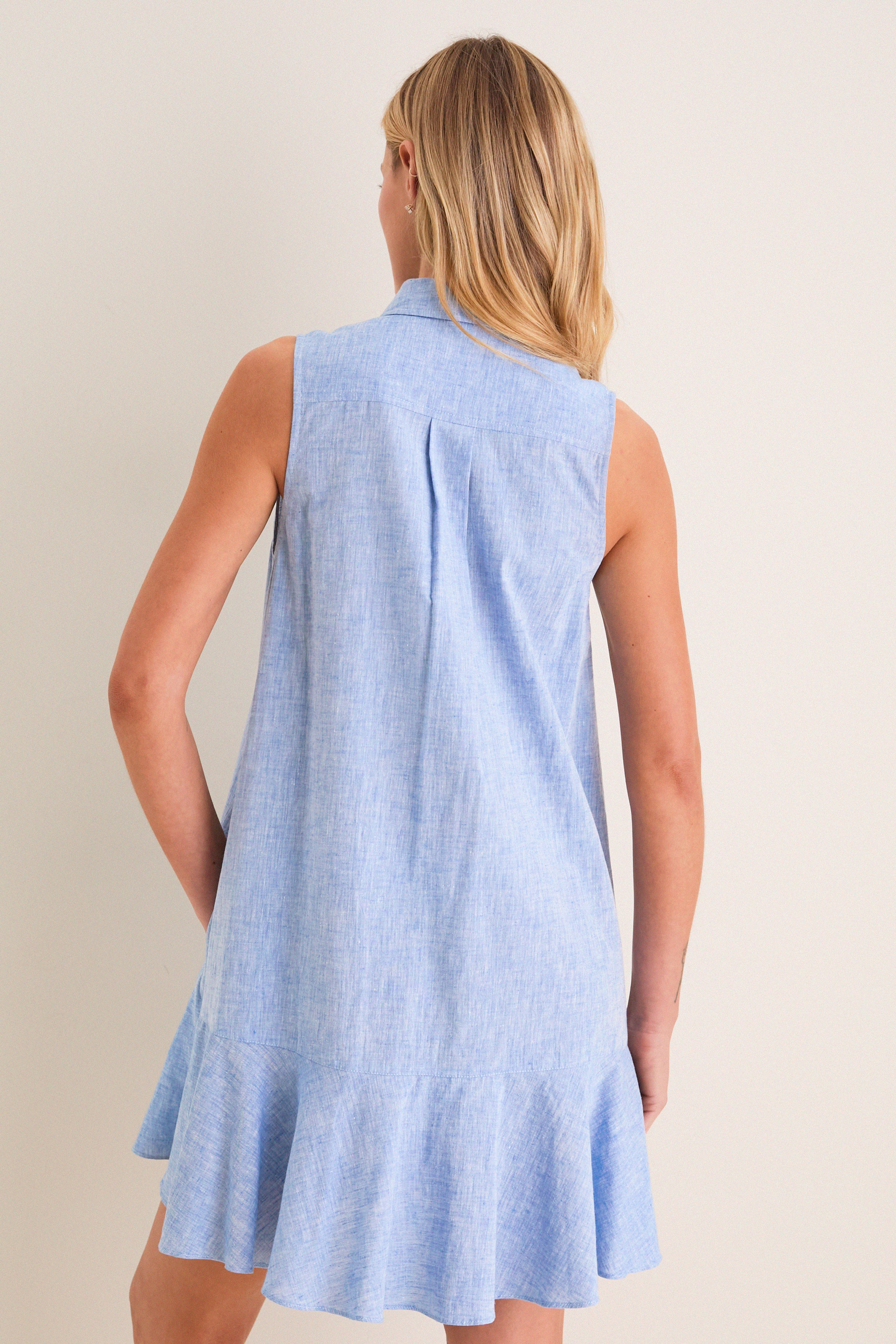Chambray Sleeveless Callahan Shirt Dress - Image 4