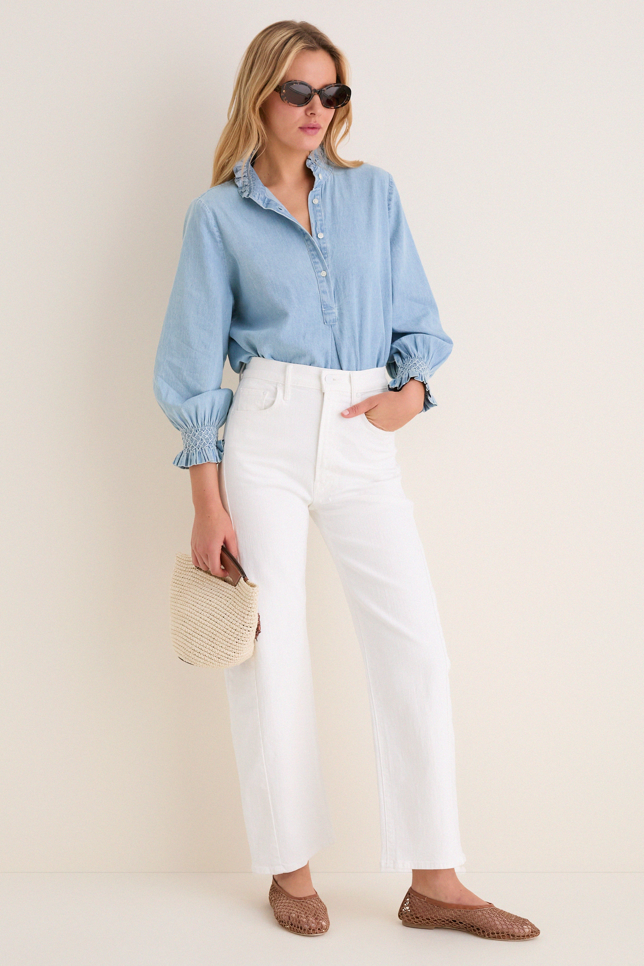 Chambray Teagan Popover Top - Image 2