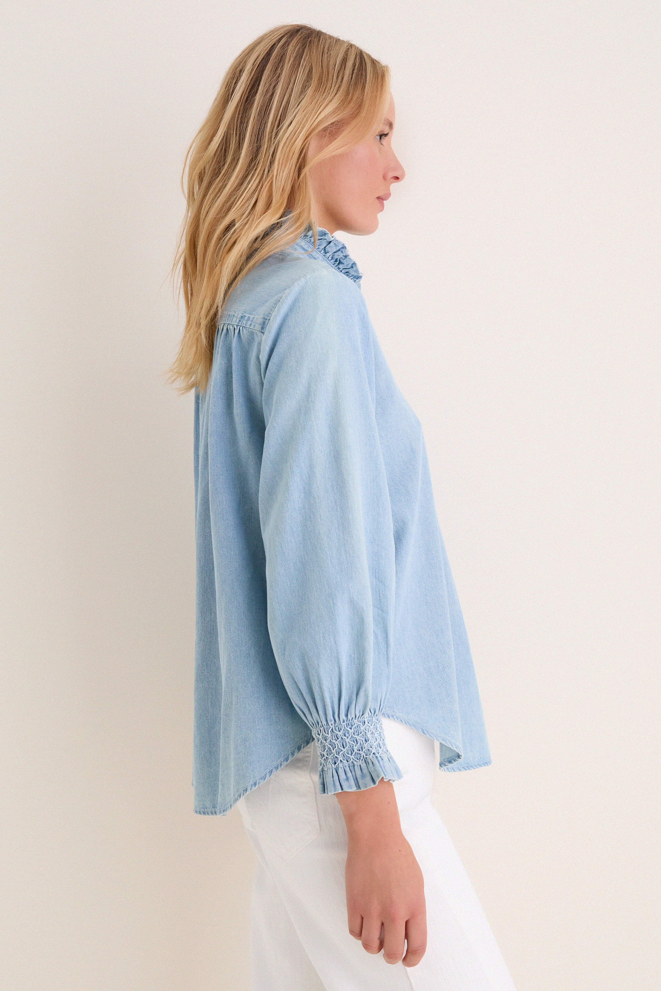 Chambray Teagan Popover Top - Image 3