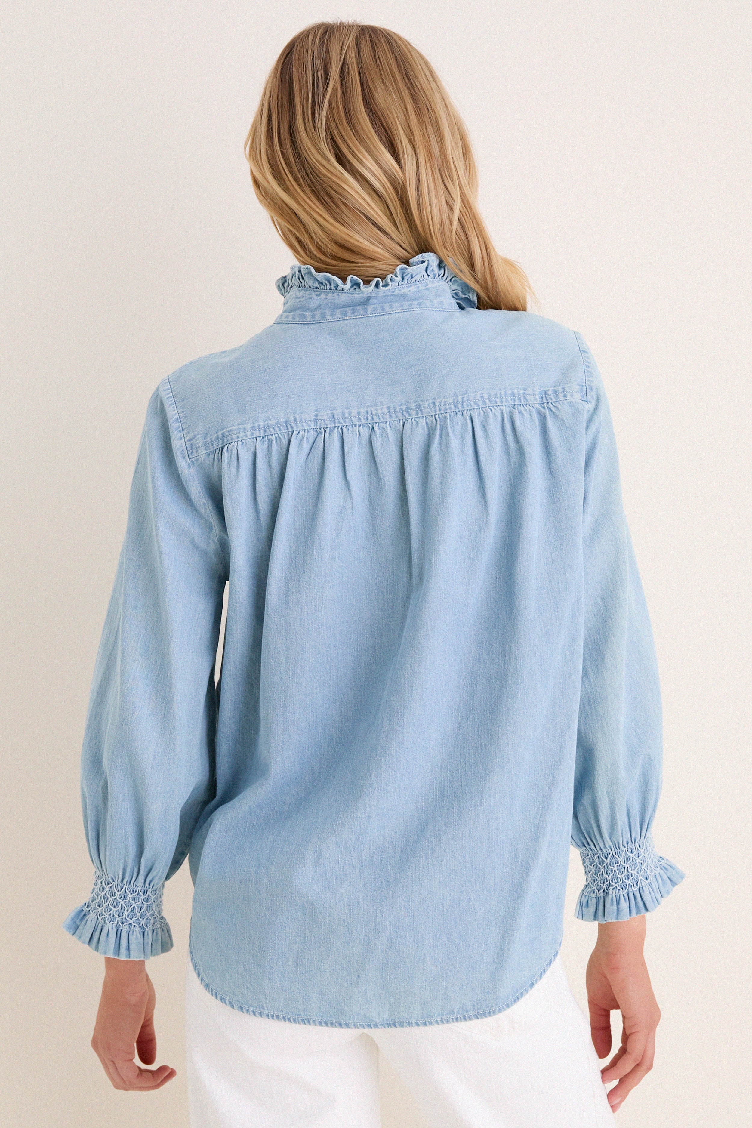 Chambray Teagan Popover Top - Image 4