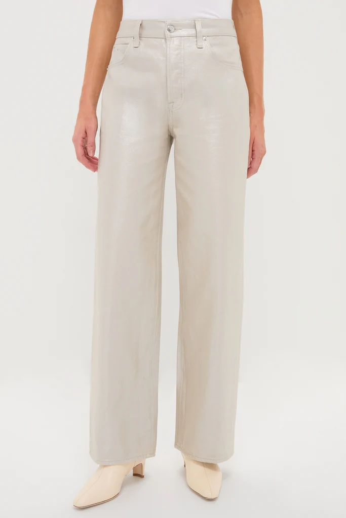 Champagne Luster Tate High Rise Bowed Wide Leg