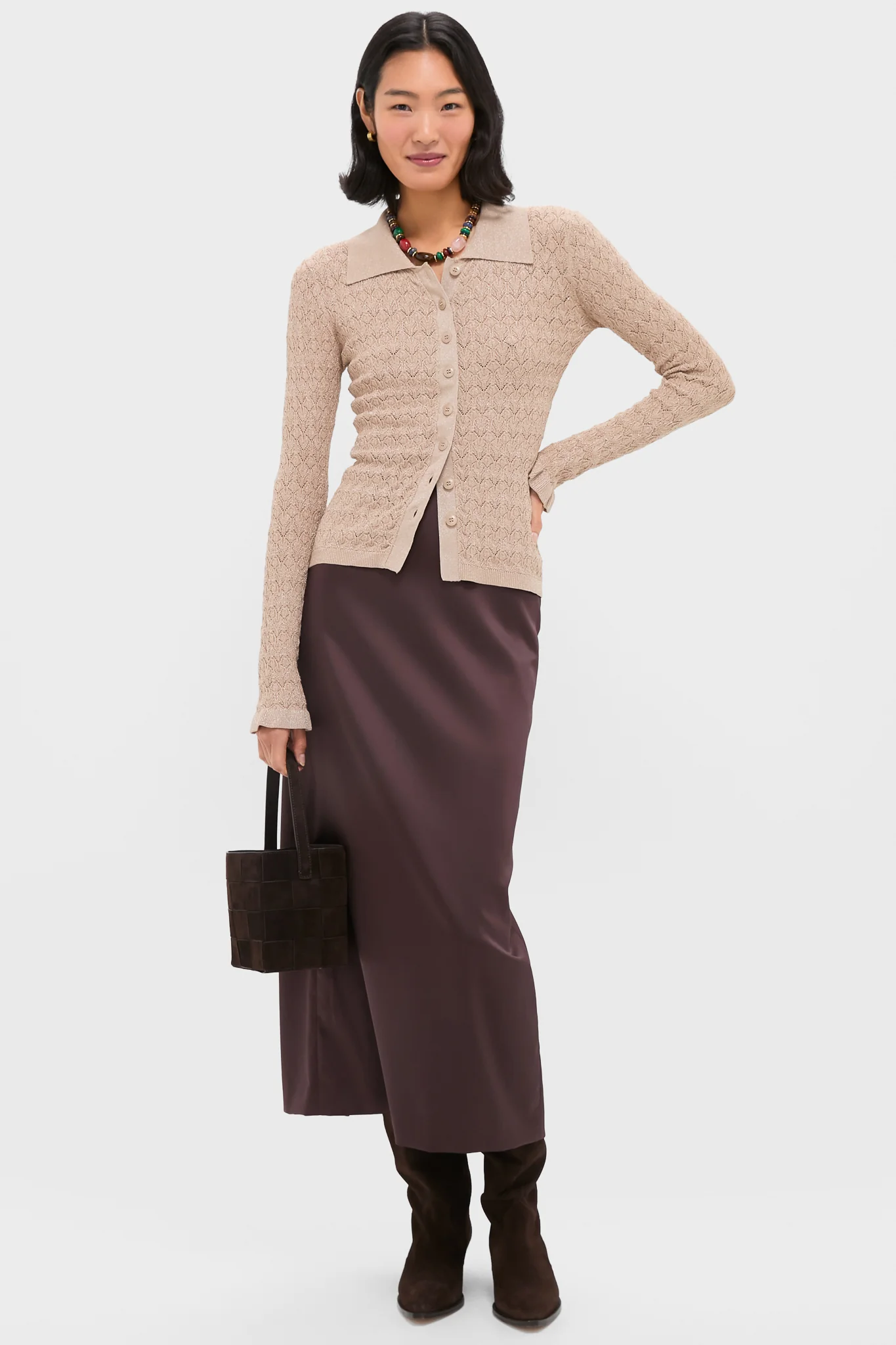 Champagne Ruby Knit Long Sleeve Polo - Image 2