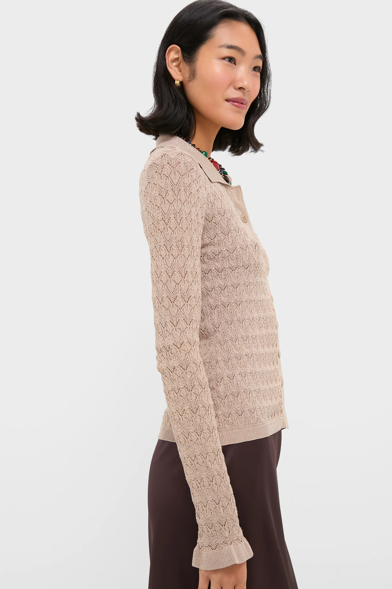 Champagne Ruby Knit Long Sleeve Polo - Image 3