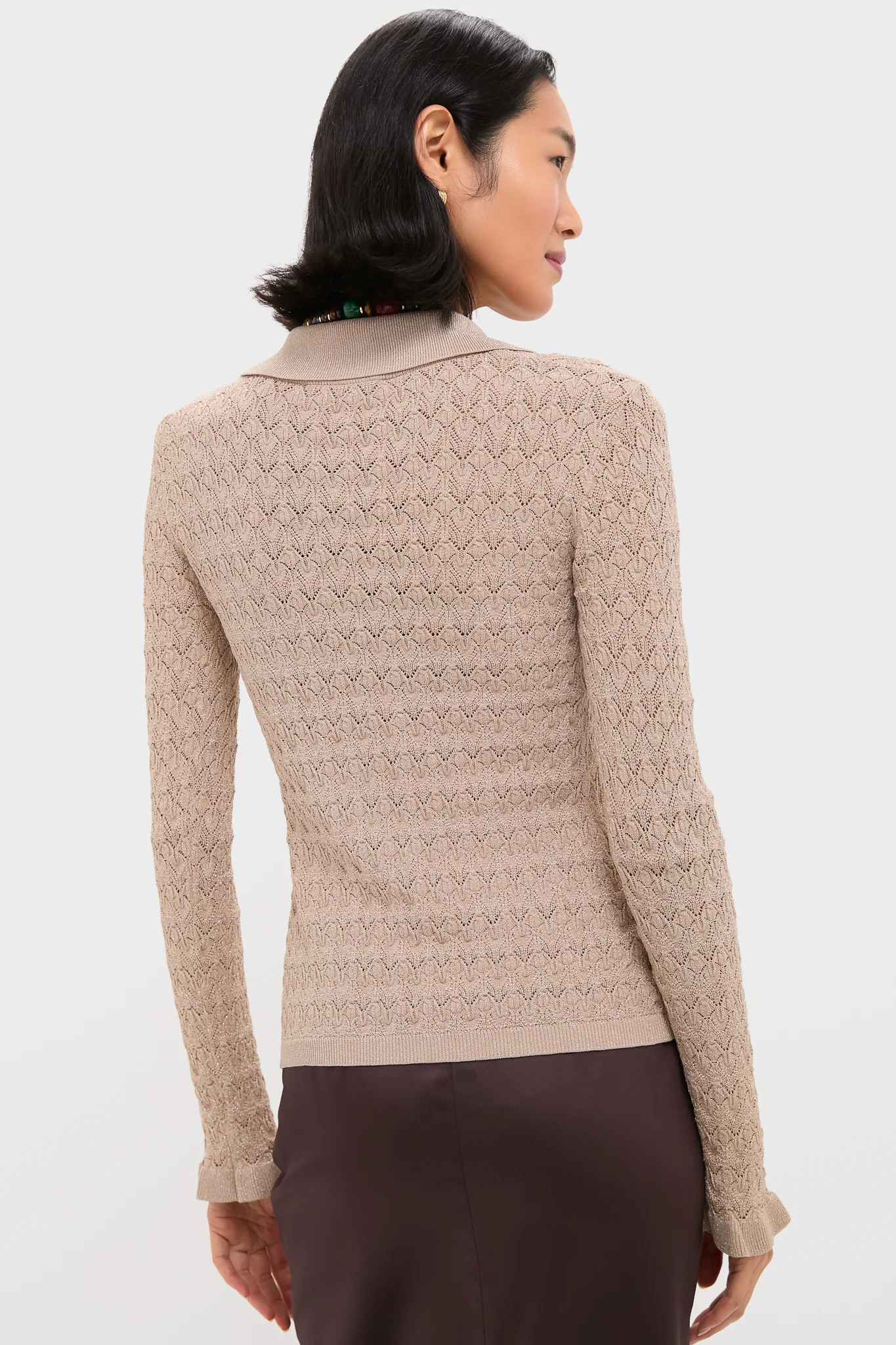 Champagne Ruby Knit Long Sleeve Polo - Image 4