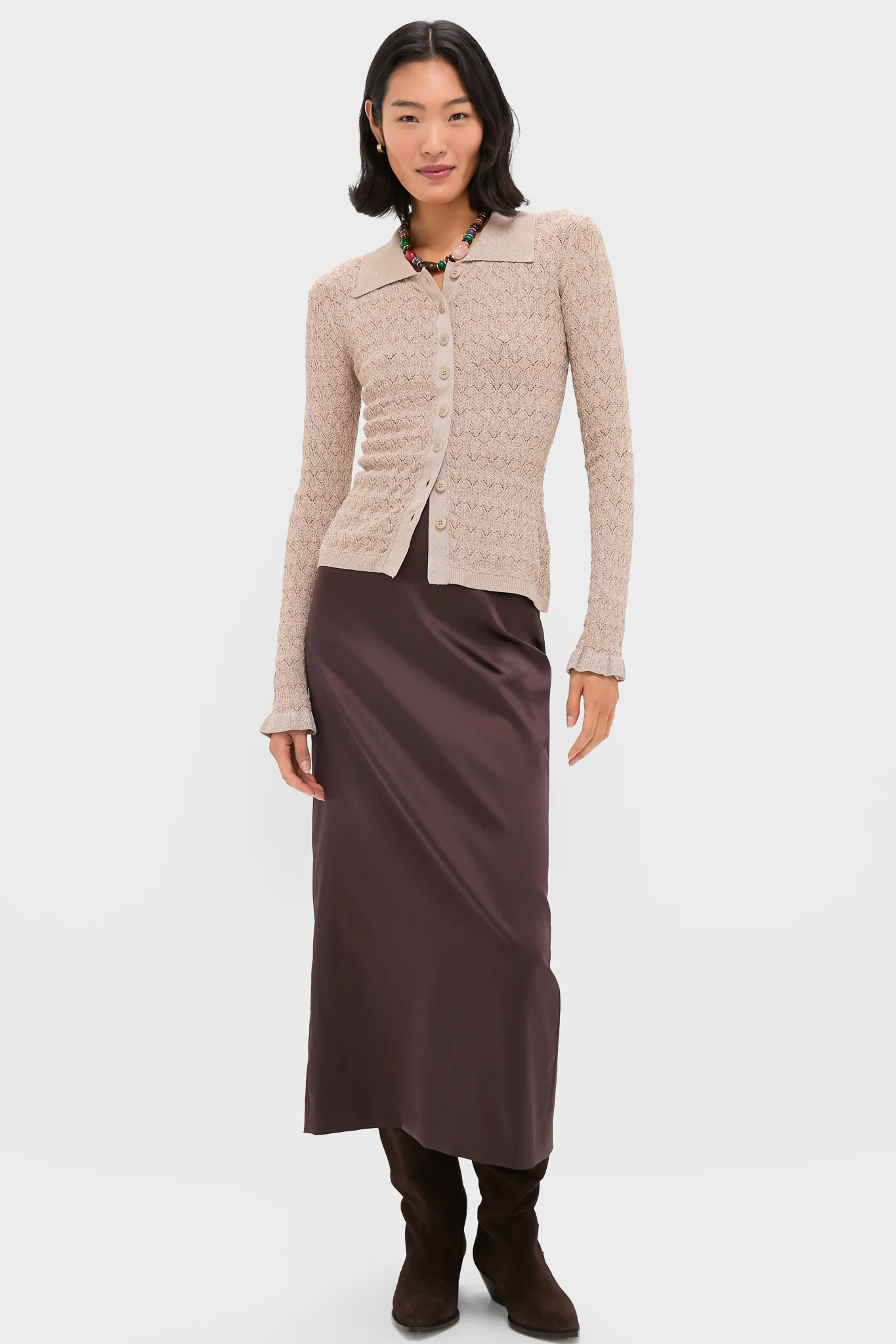 Champagne Ruby Knit Long Sleeve Polo - Image 6