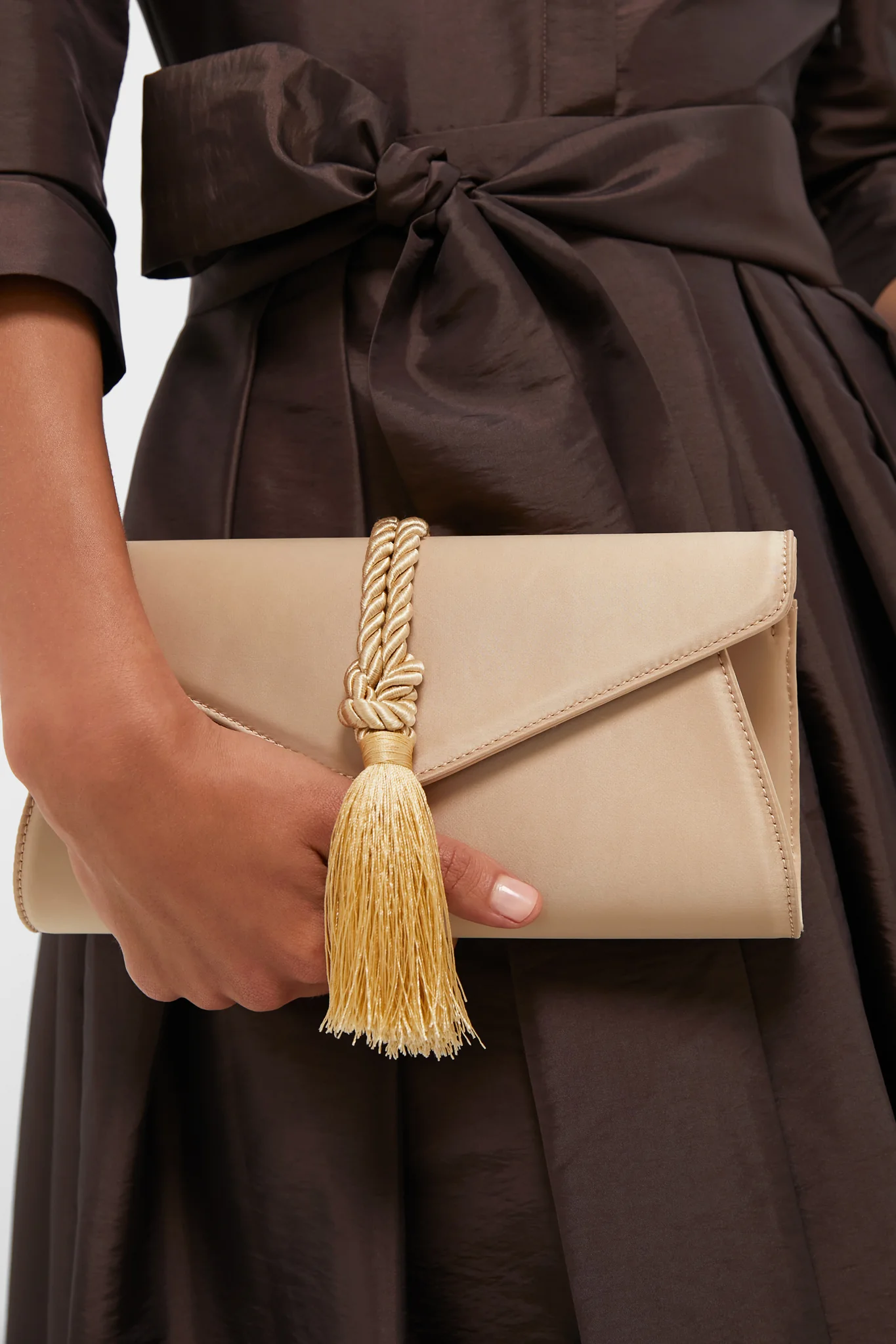 Champagne Satin Gabrielle Clutch - Image 2
