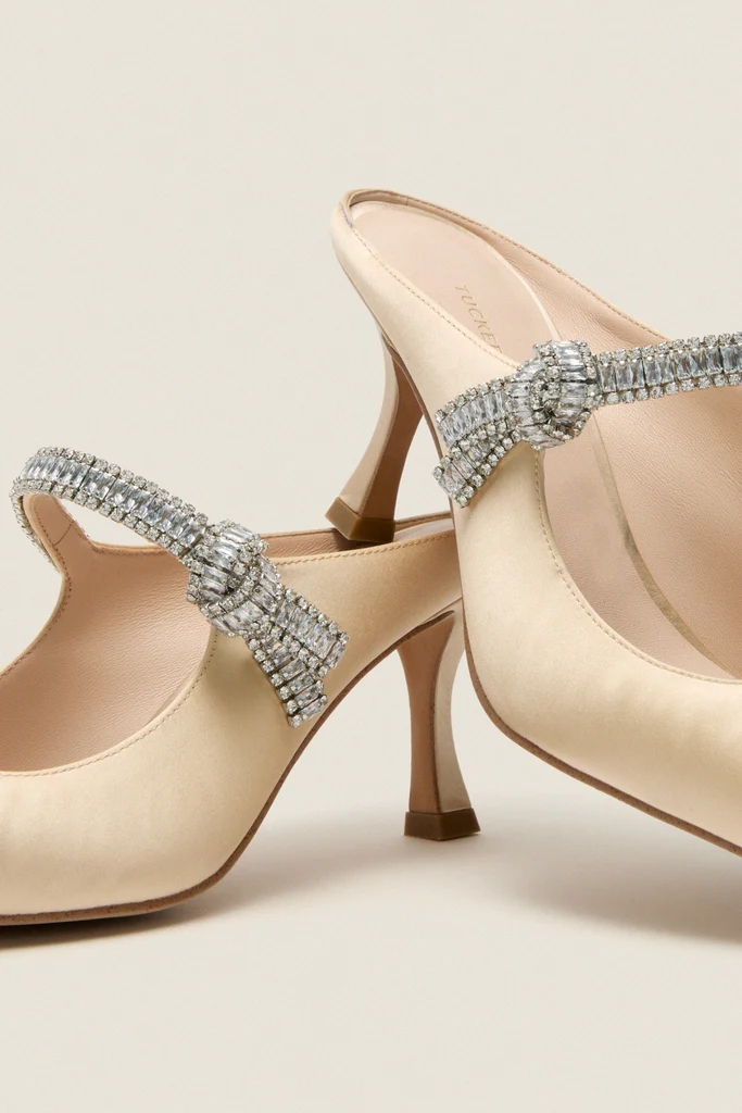 Champagne Satin Mae Heels - Image 3