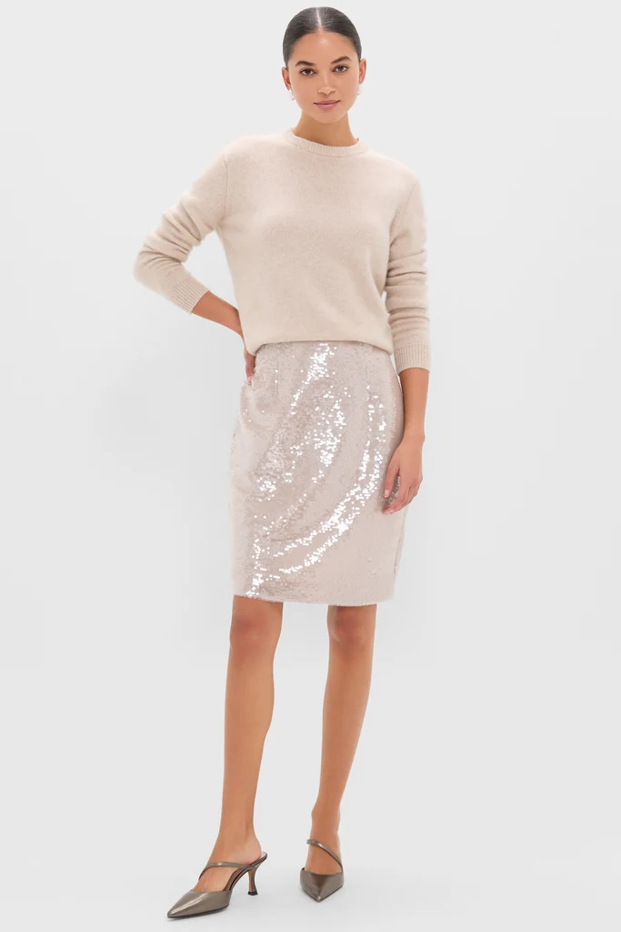 Champagne Sequin Clayton Midi Skirt - Image 7