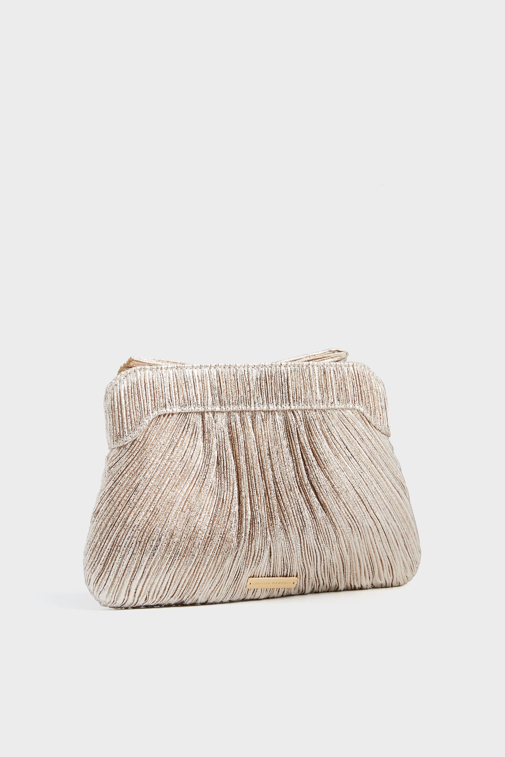 Champagne Shimmer Rayne Pleated Frame Clutch - Image 5