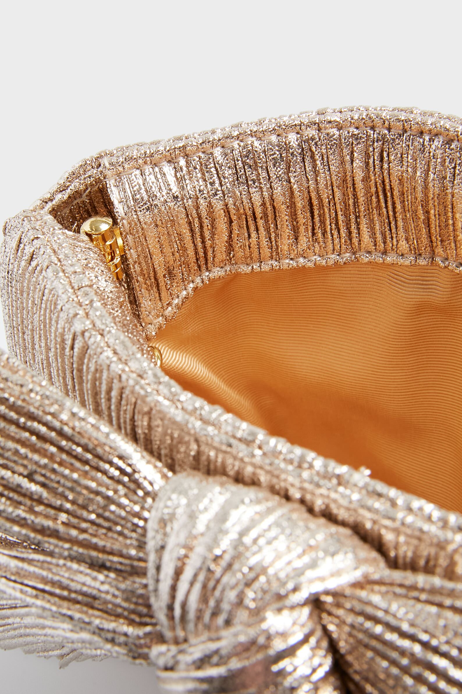 Champagne Shimmer Rayne Pleated Frame Clutch - Image 6