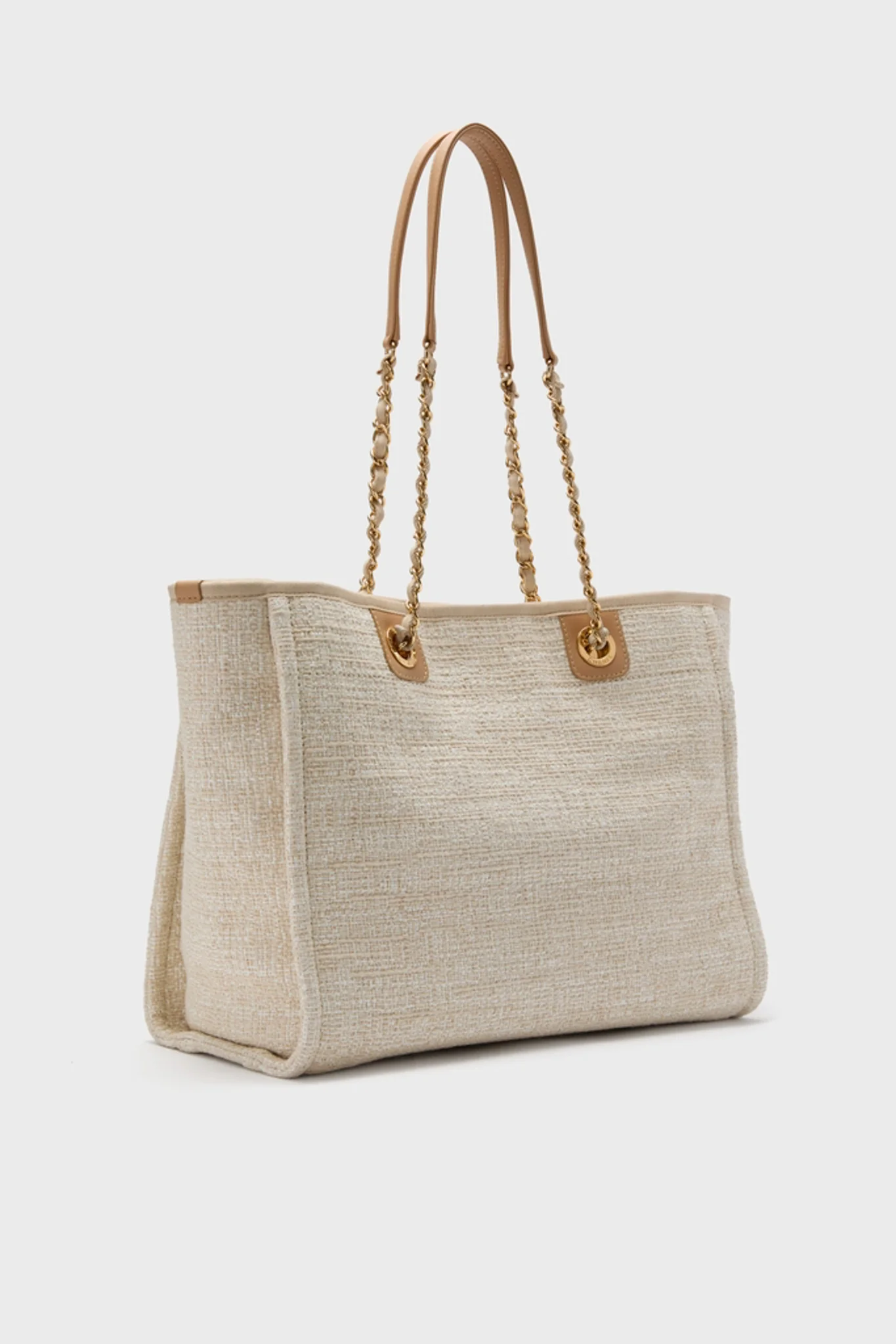 CHANEL Beige Canvas Deauville Tote Bag - Image 5