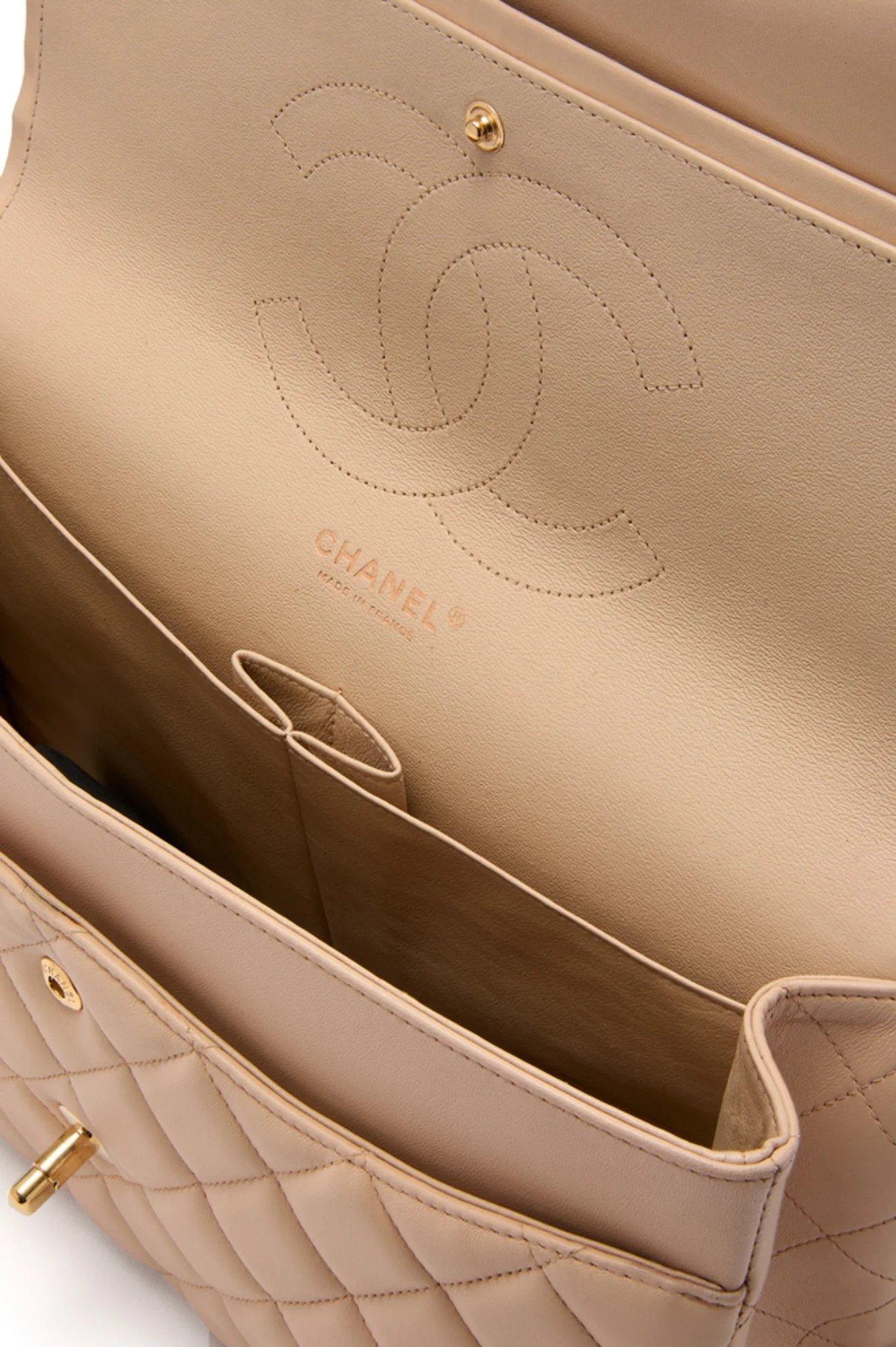 CHANEL Beige Classic Jumbo Flap Bag - Image 3