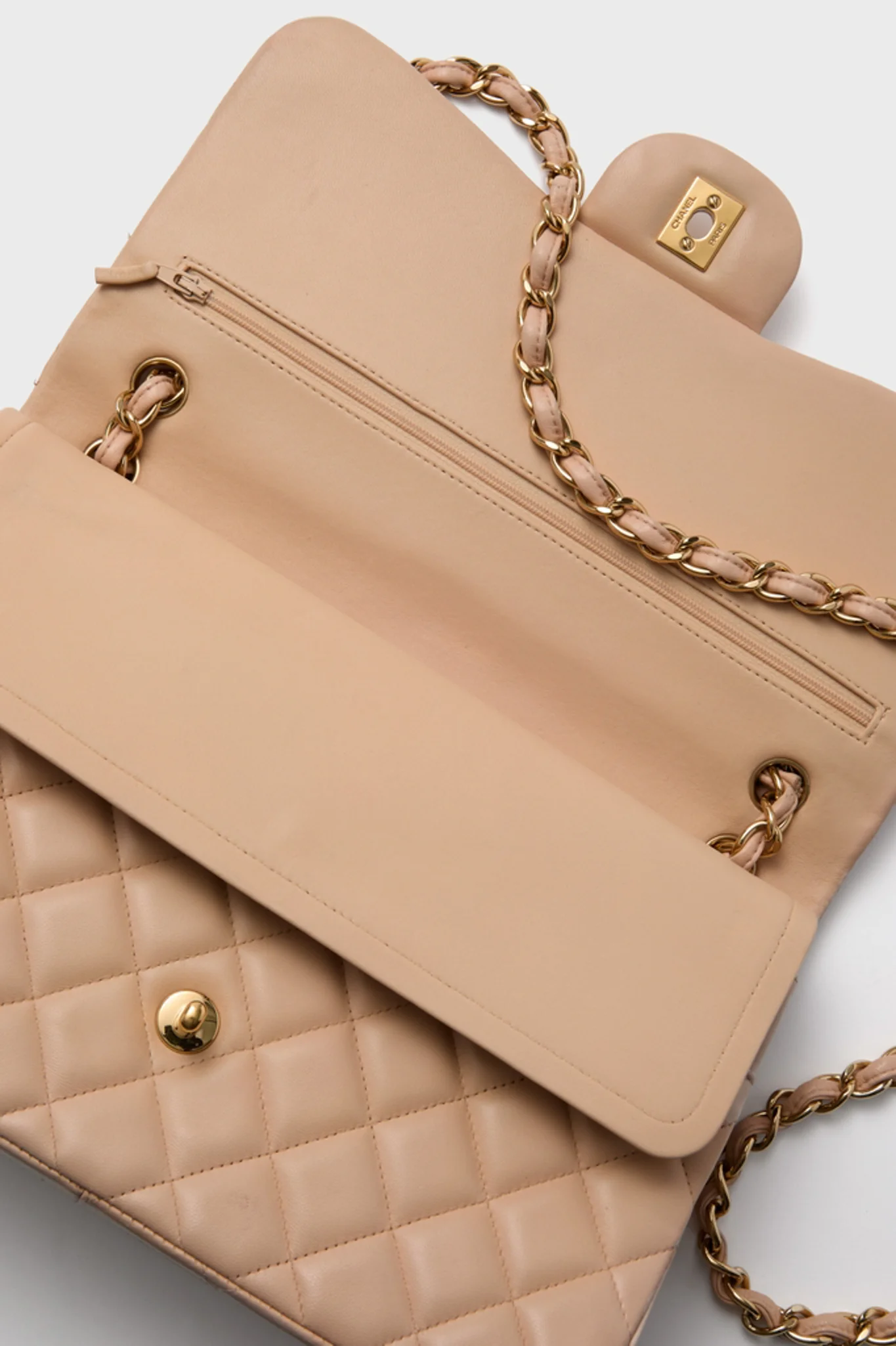 CHANEL Beige Classic Jumbo Flap Bag - Image 4