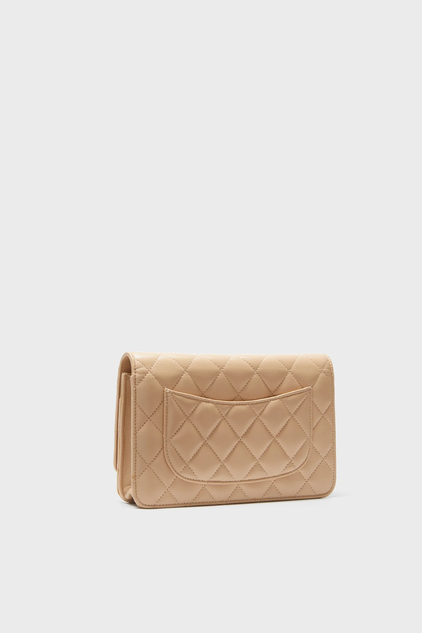 CHANEL Beige Lambskin Quilted Classic Wallet On Chain - Image 4