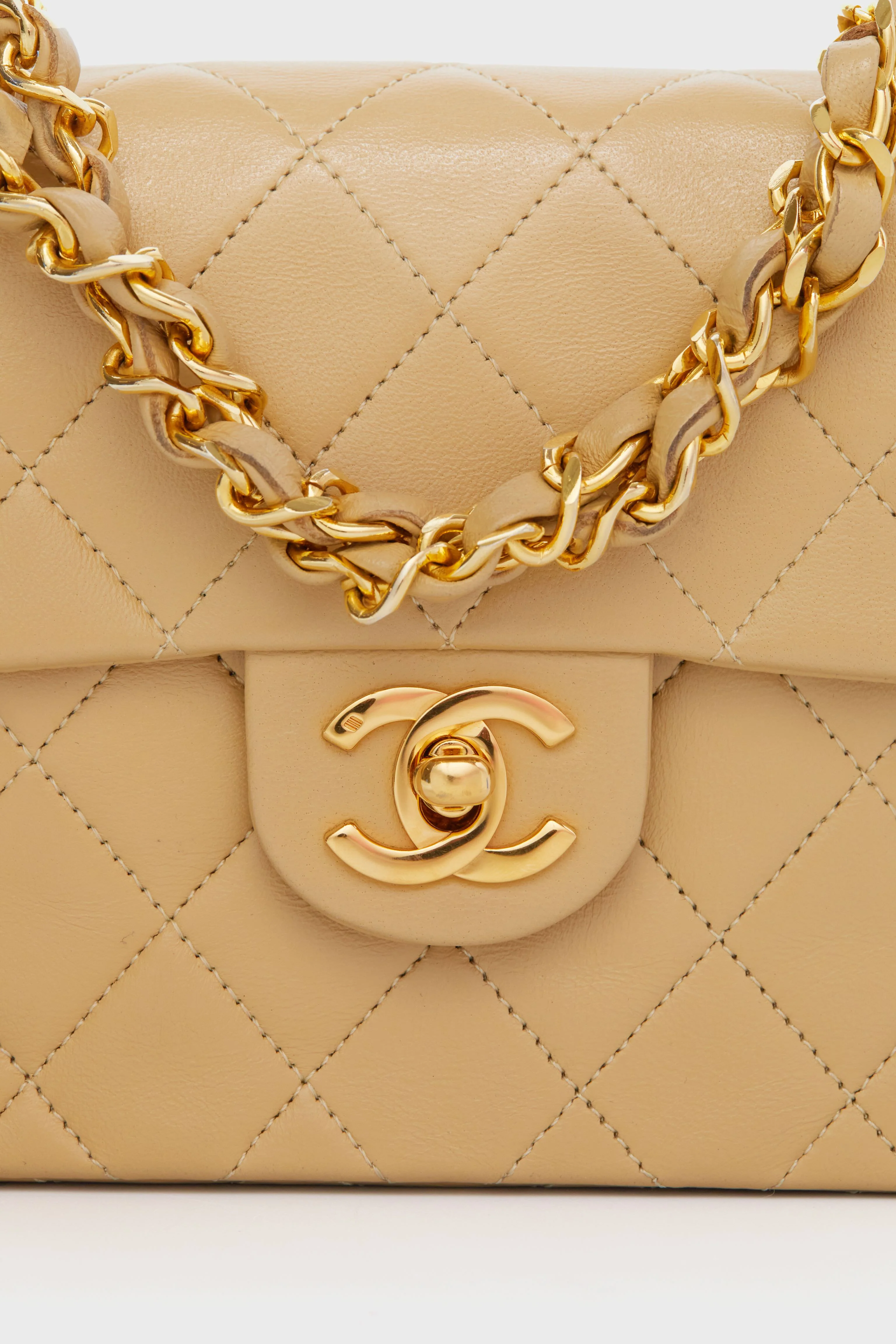 CHANEL Beige Mini Square Vintage Bag - Image 5
