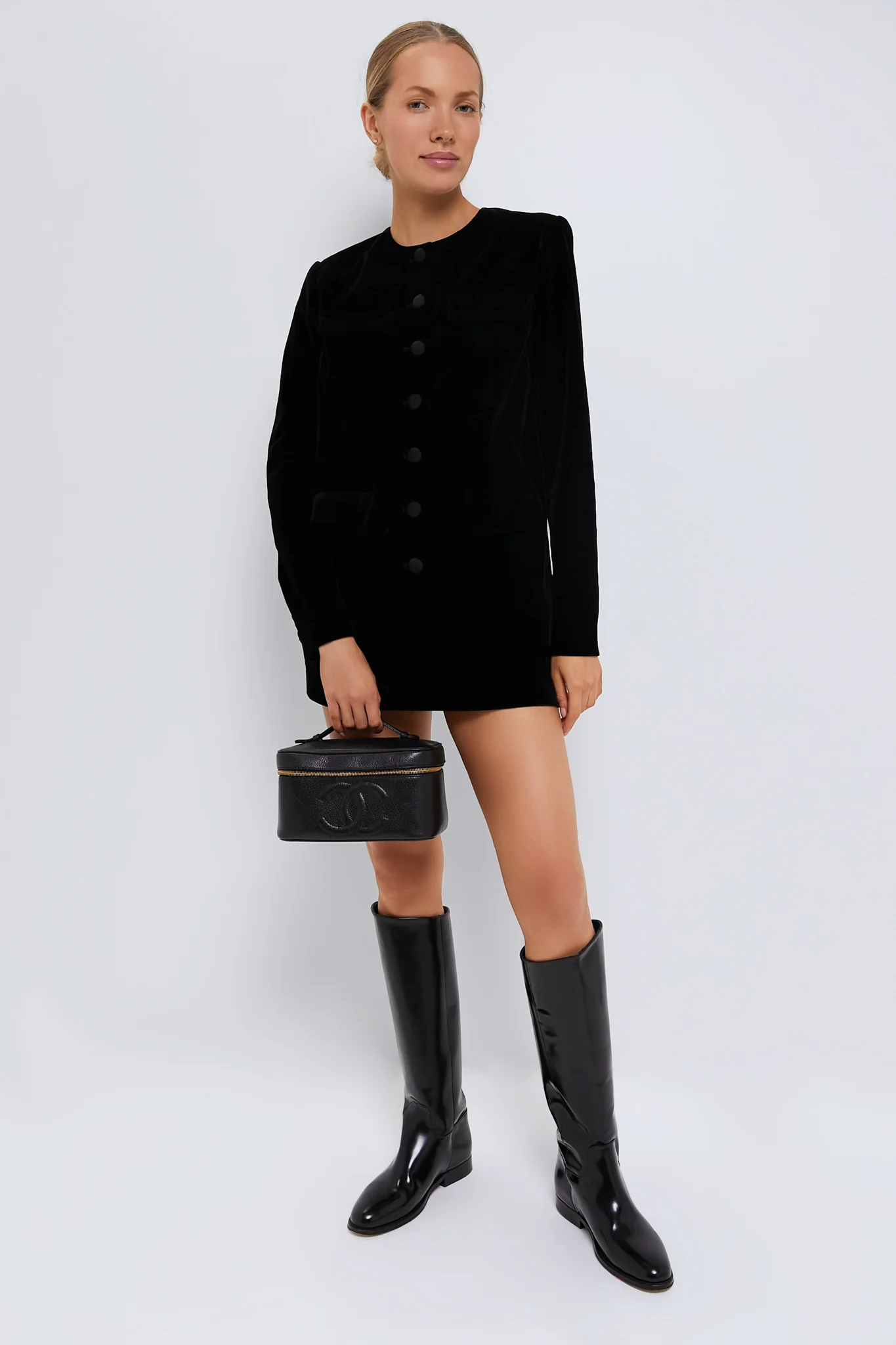CHANEL Black Caviar Coco Mark Handbag - Image 3