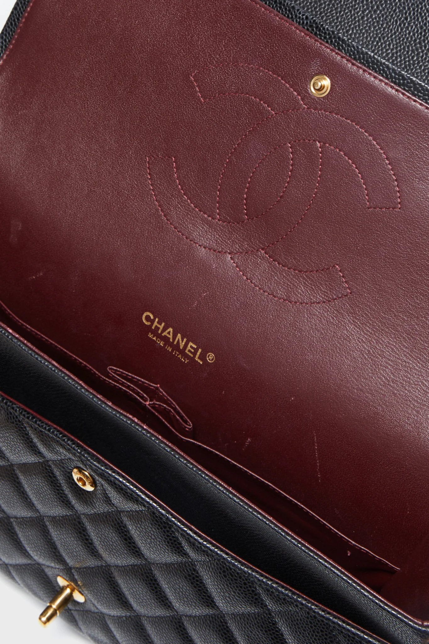 CHANEL Black Caviar Quilted Maxi Double Flap Shoulder Bag - Image 5