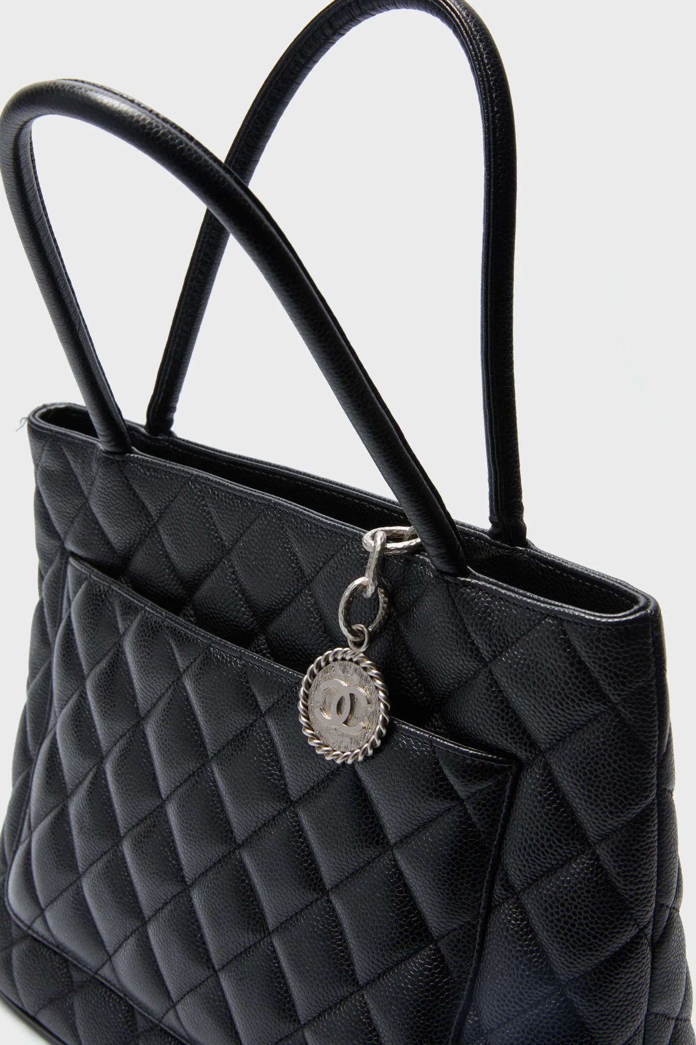 CHANEL Black Caviar Quilted Medallion Tote - Image 4