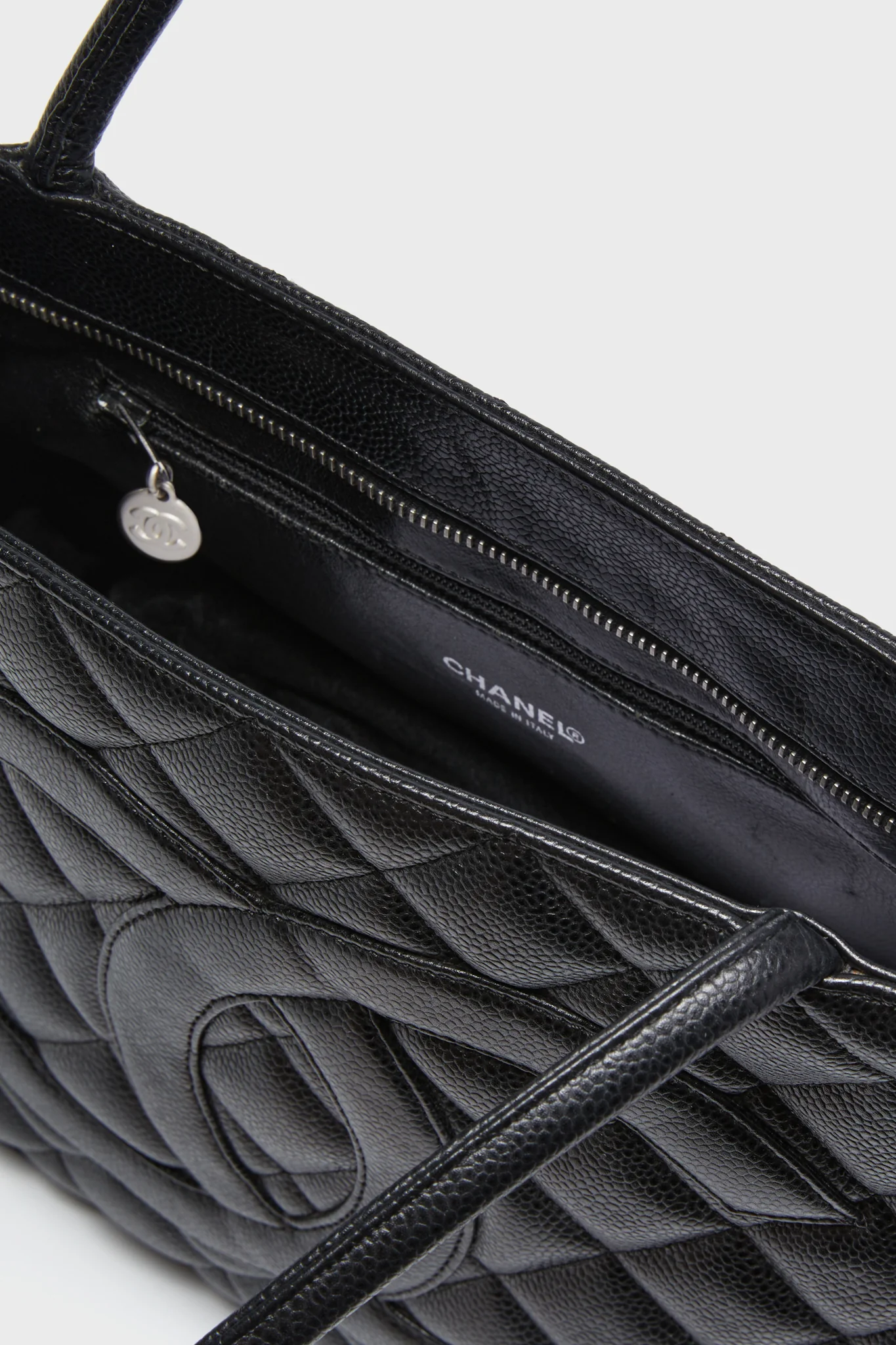 CHANEL Black Caviar Quilted Medallion Tote - Image 5