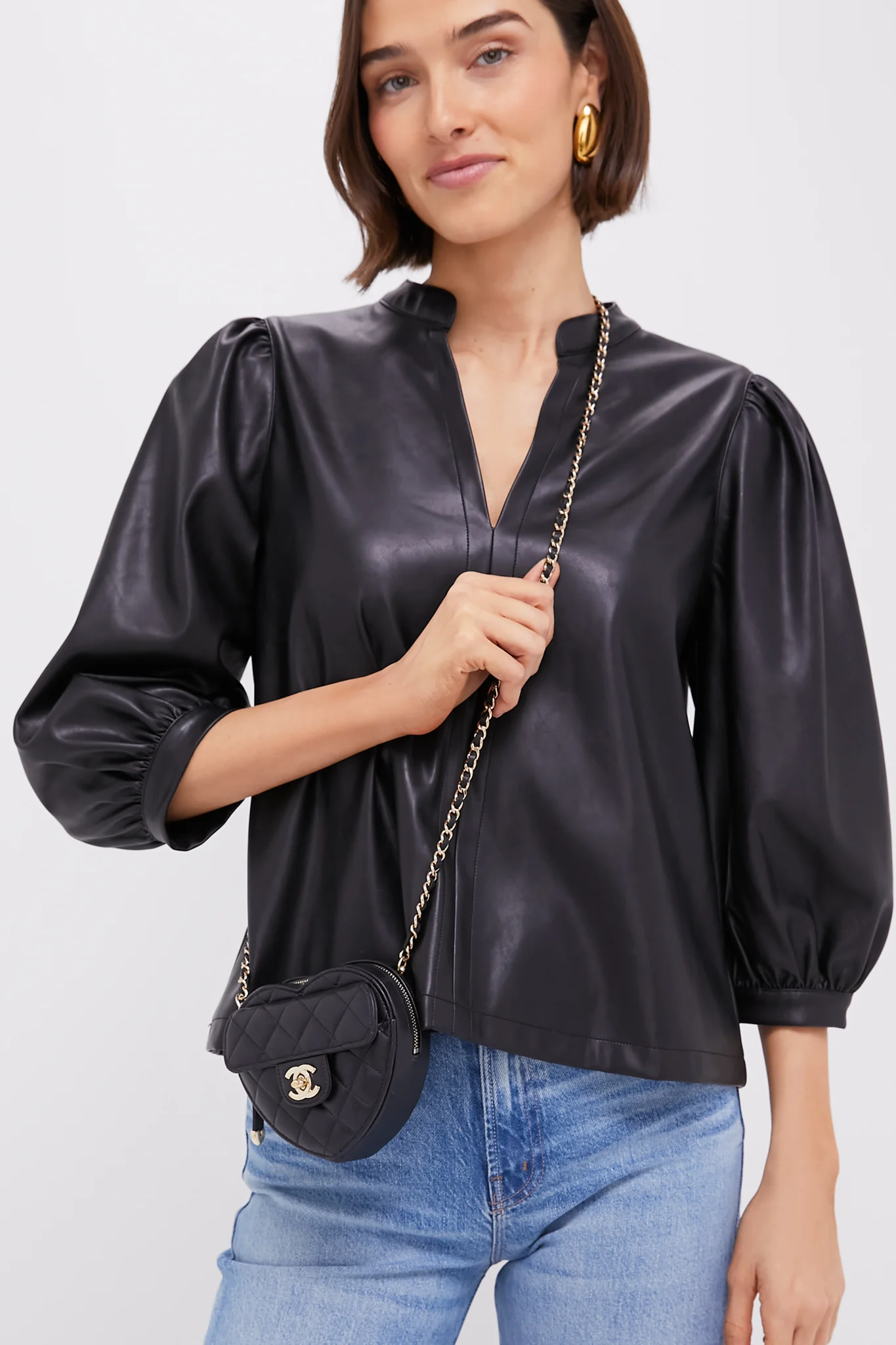 CHANEL Black Mini Lambskin CC In Love Heart Crossbody - Image 3