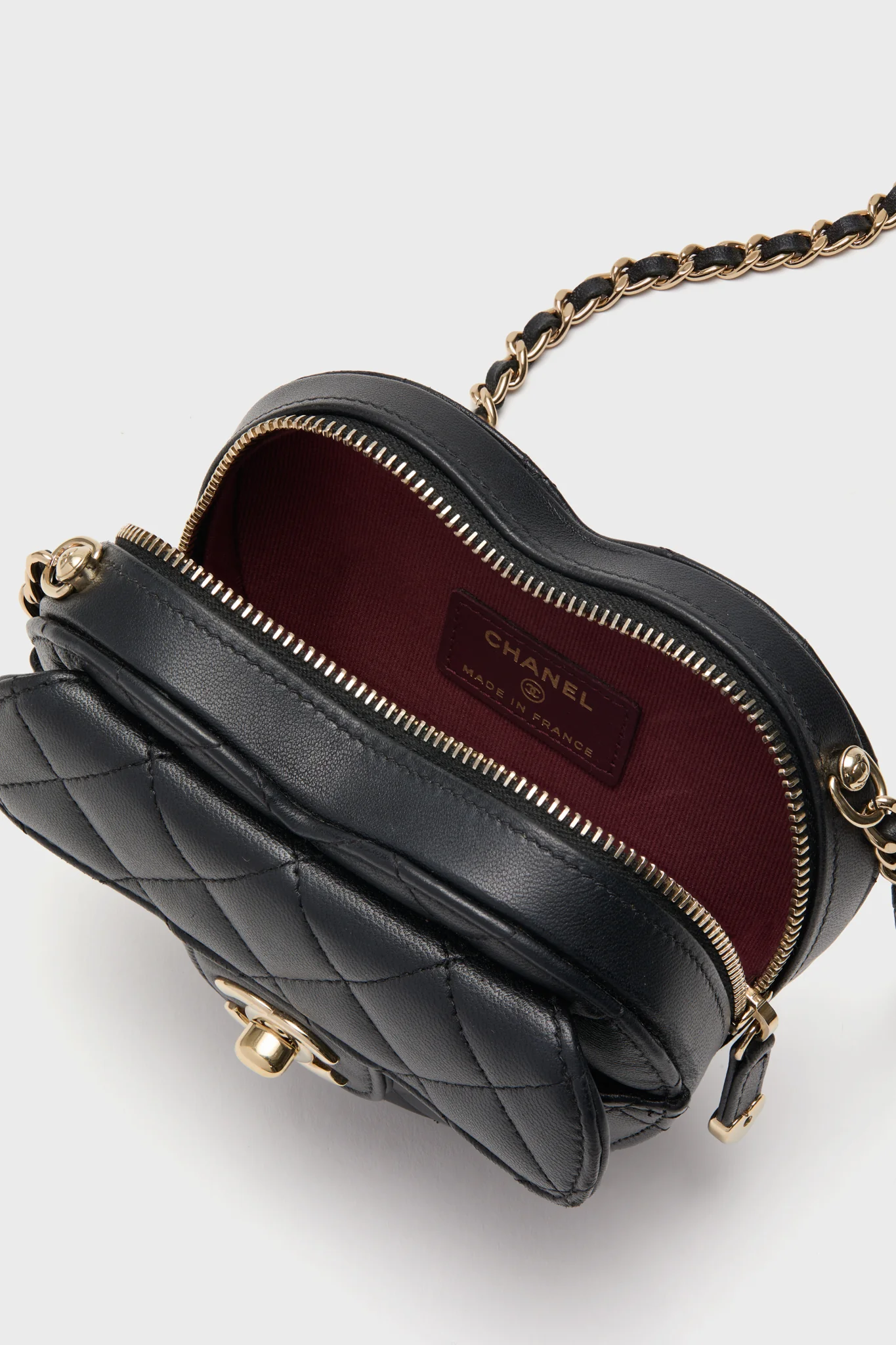 CHANEL Black Mini Lambskin CC In Love Heart Crossbody - Image 6