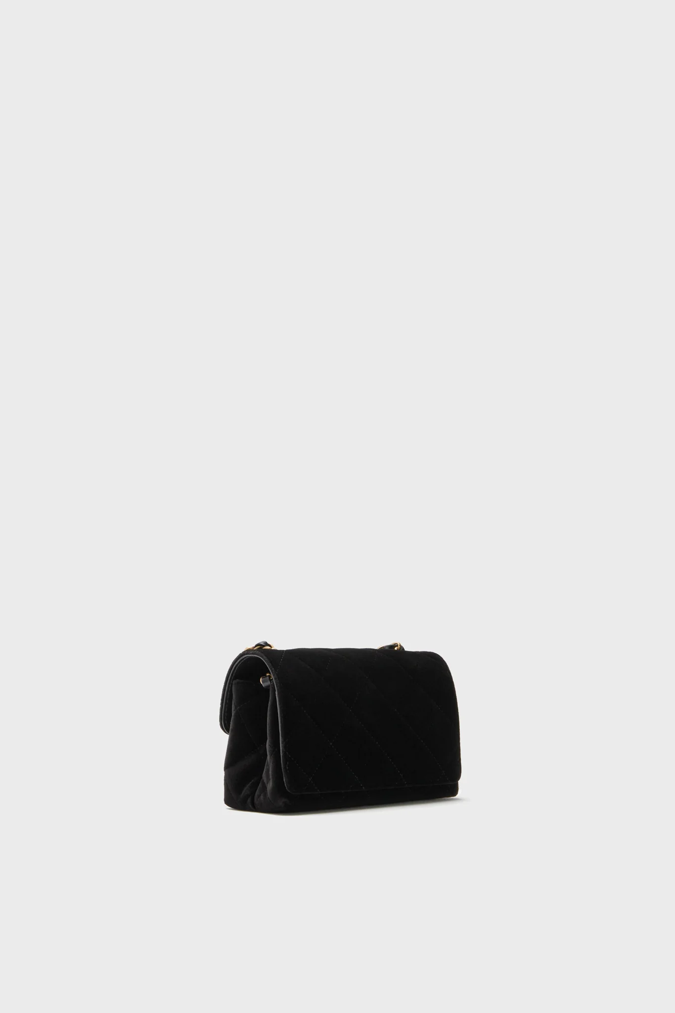 CHANEL Black Quilted Velvet With Crystals Mini Diamond Lock CC Flap Bag - Image 6