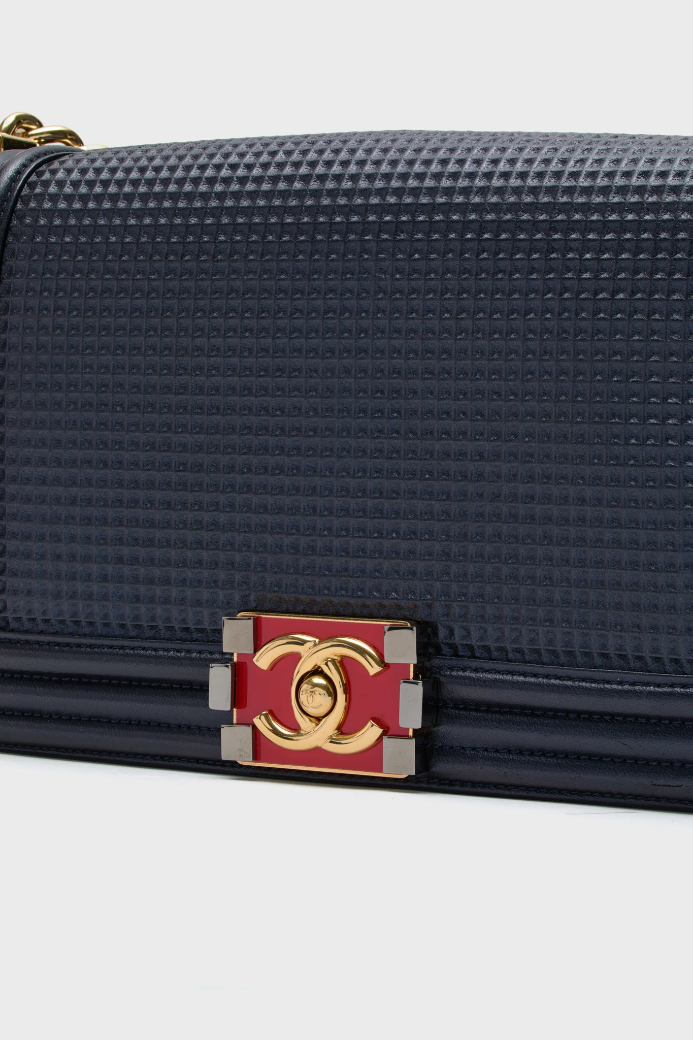 Chanel Boy Embossed Bicolor Shoulder Bag - Image 7