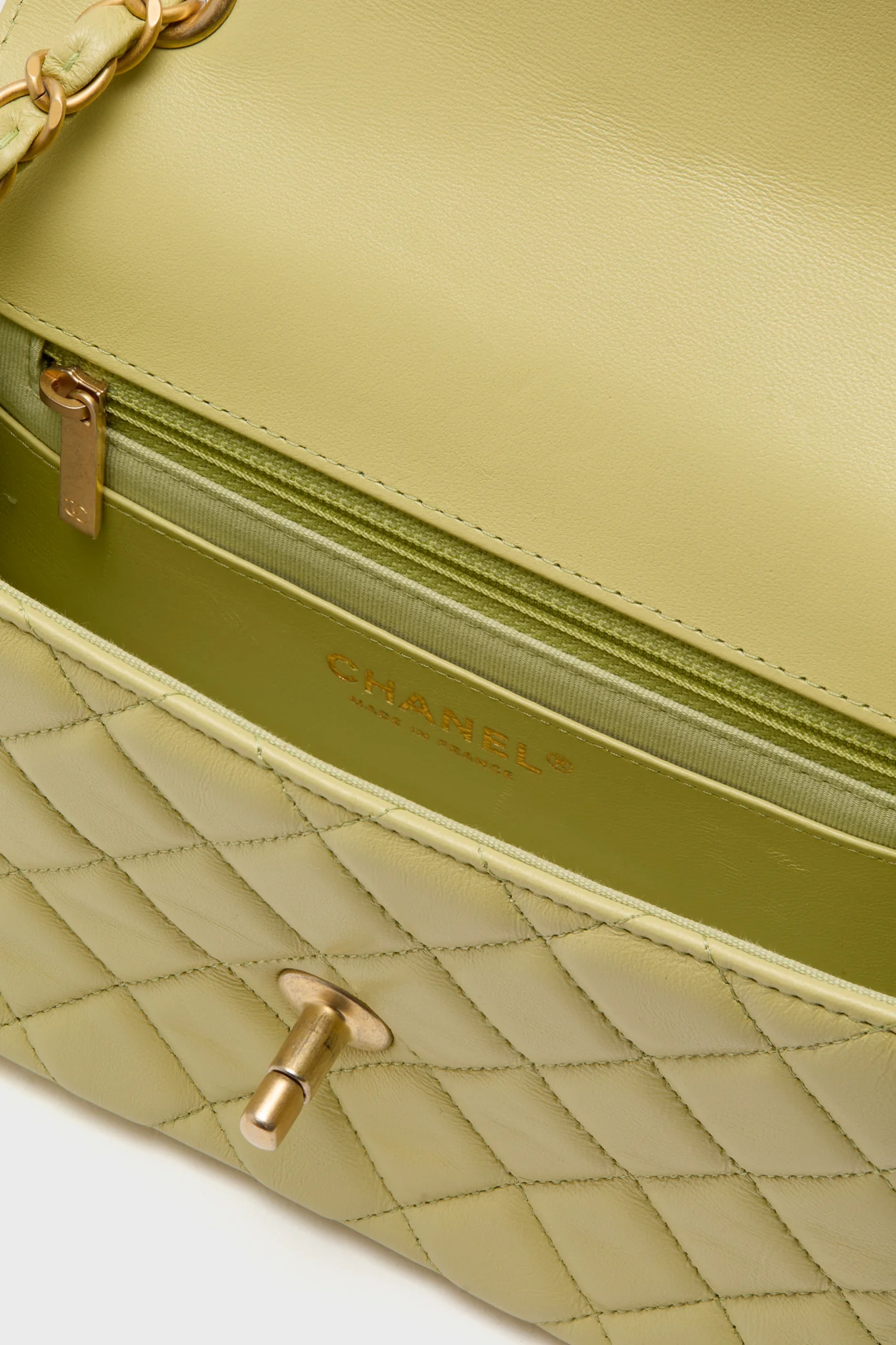 CHANEL Green Classic Lambskin Casino Royale Charms Single Flap Bag - Image 6