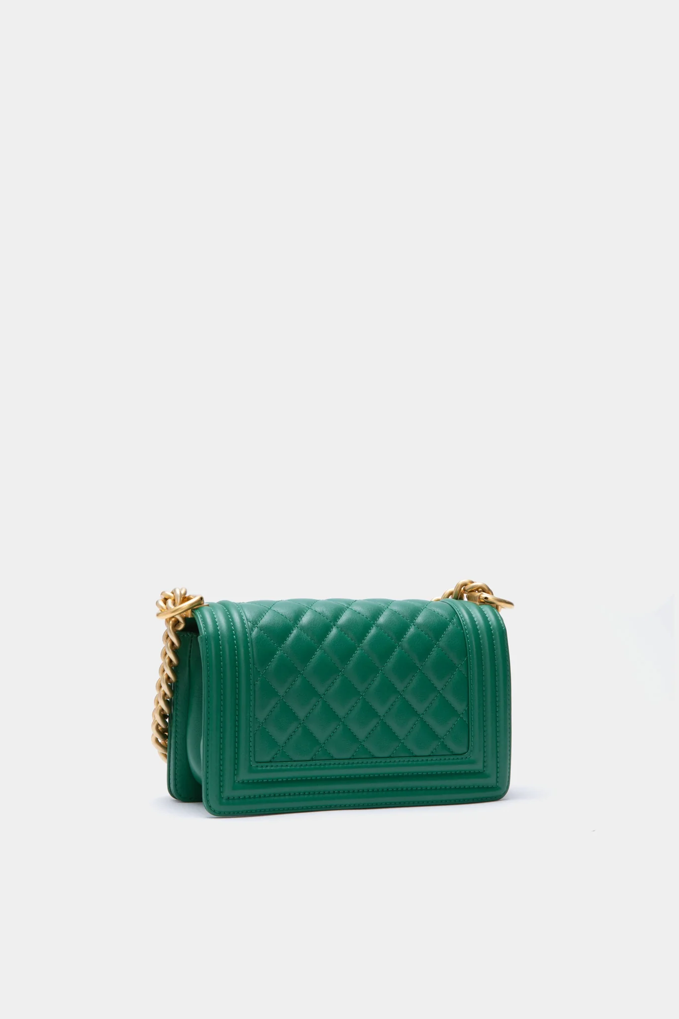 CHANEL Green Diamond Pattern Leather Chain Shoulder Bag - Image 4