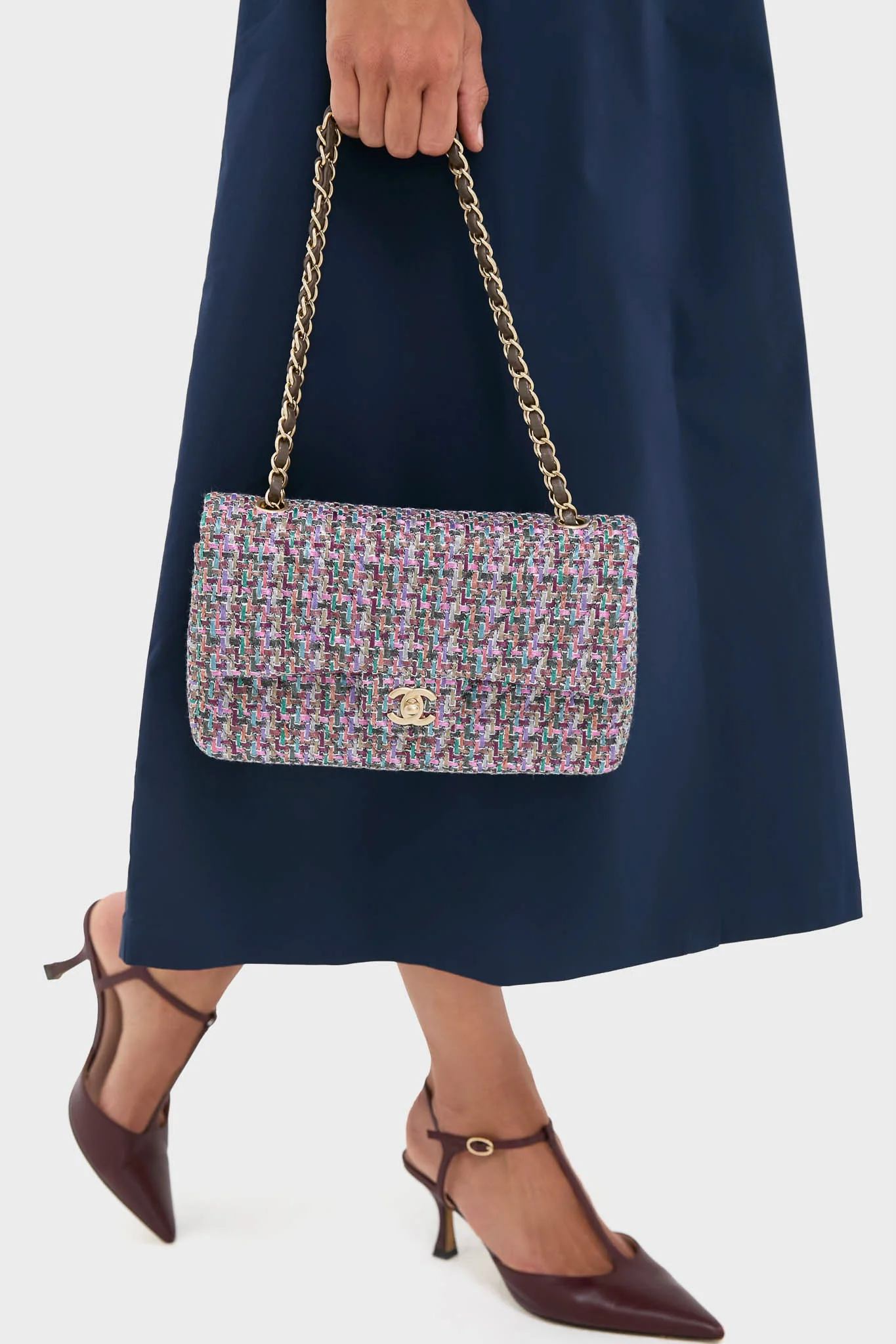 CHANEL Multicolor Pink Purple Soft Diagonal Pattern Classic 25 Crossbody - Image 2