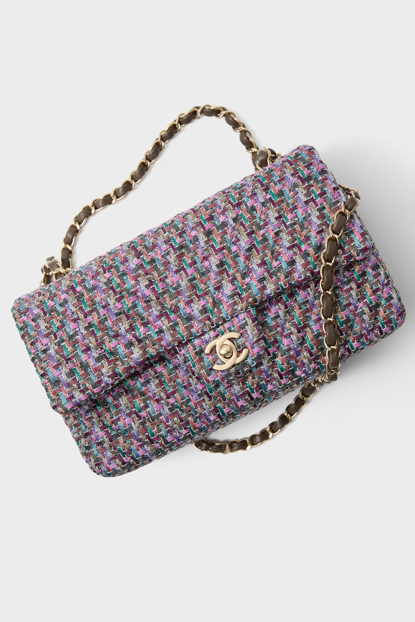 CHANEL Multicolor Pink Purple Soft Diagonal Pattern Classic 25 Crossbody - Image 6