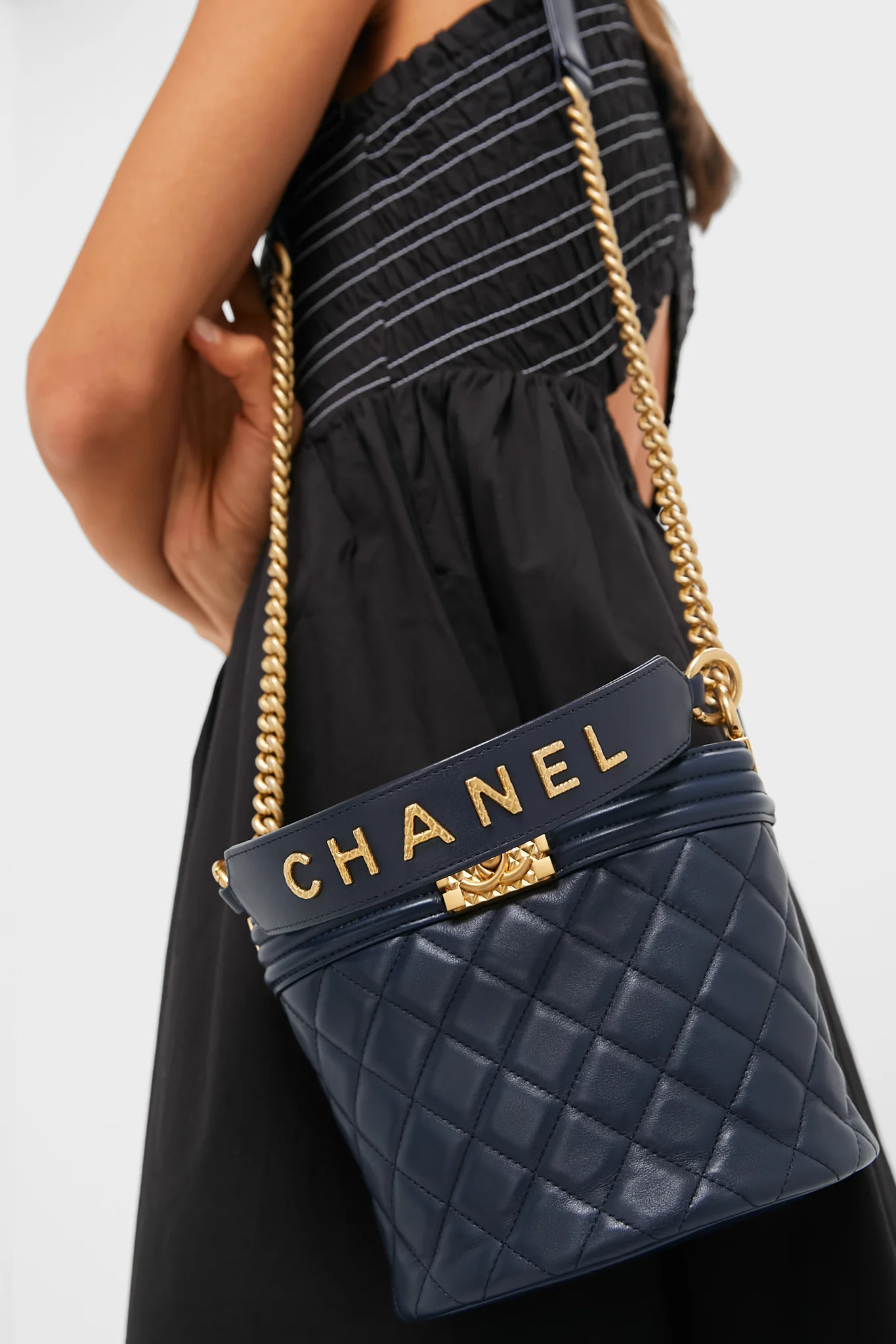 CHANEL Navy Boy Bucket Bag - Image 2