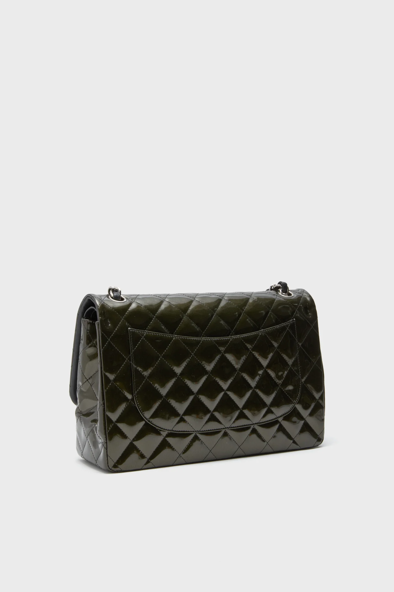 CHANEL Olive Patent Leather Matelasse Coco Mark Shoulder Bag - Image 4