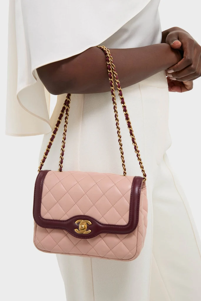 CHANEL Pink Lambskin Quilted Mini Two Tone Day Flap Shoulder Bag - Image 2