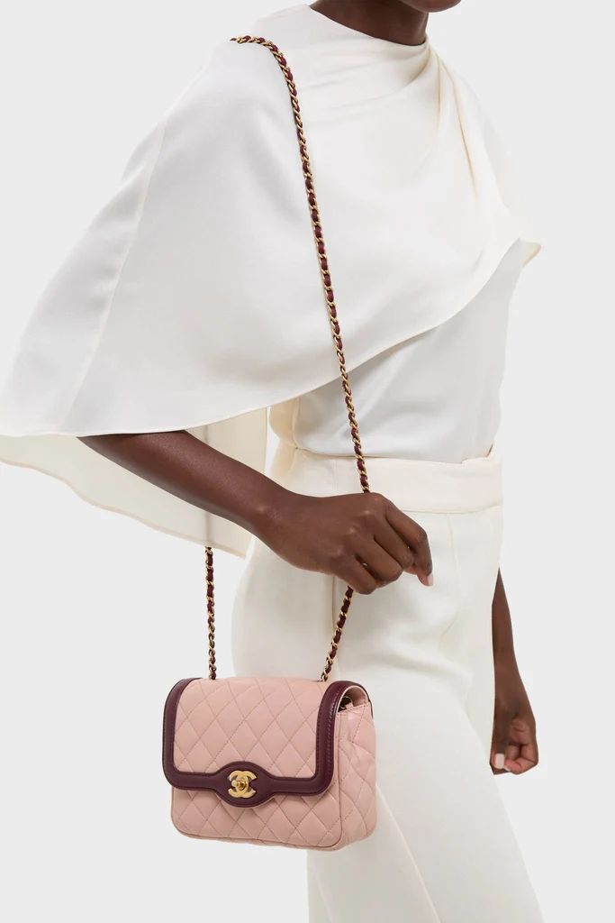 CHANEL Pink Lambskin Quilted Mini Two Tone Day Flap Shoulder Bag - Image 4