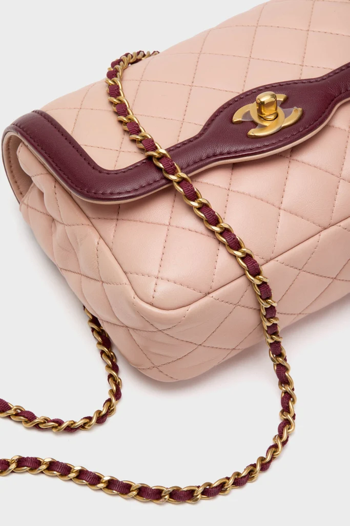 CHANEL Pink Lambskin Quilted Mini Two Tone Day Flap Shoulder Bag - Image 6