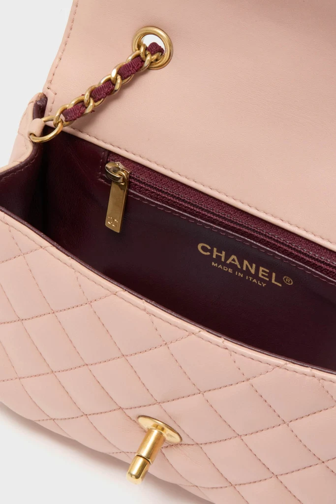 CHANEL Pink Lambskin Quilted Mini Two Tone Day Flap Shoulder Bag - Image 7