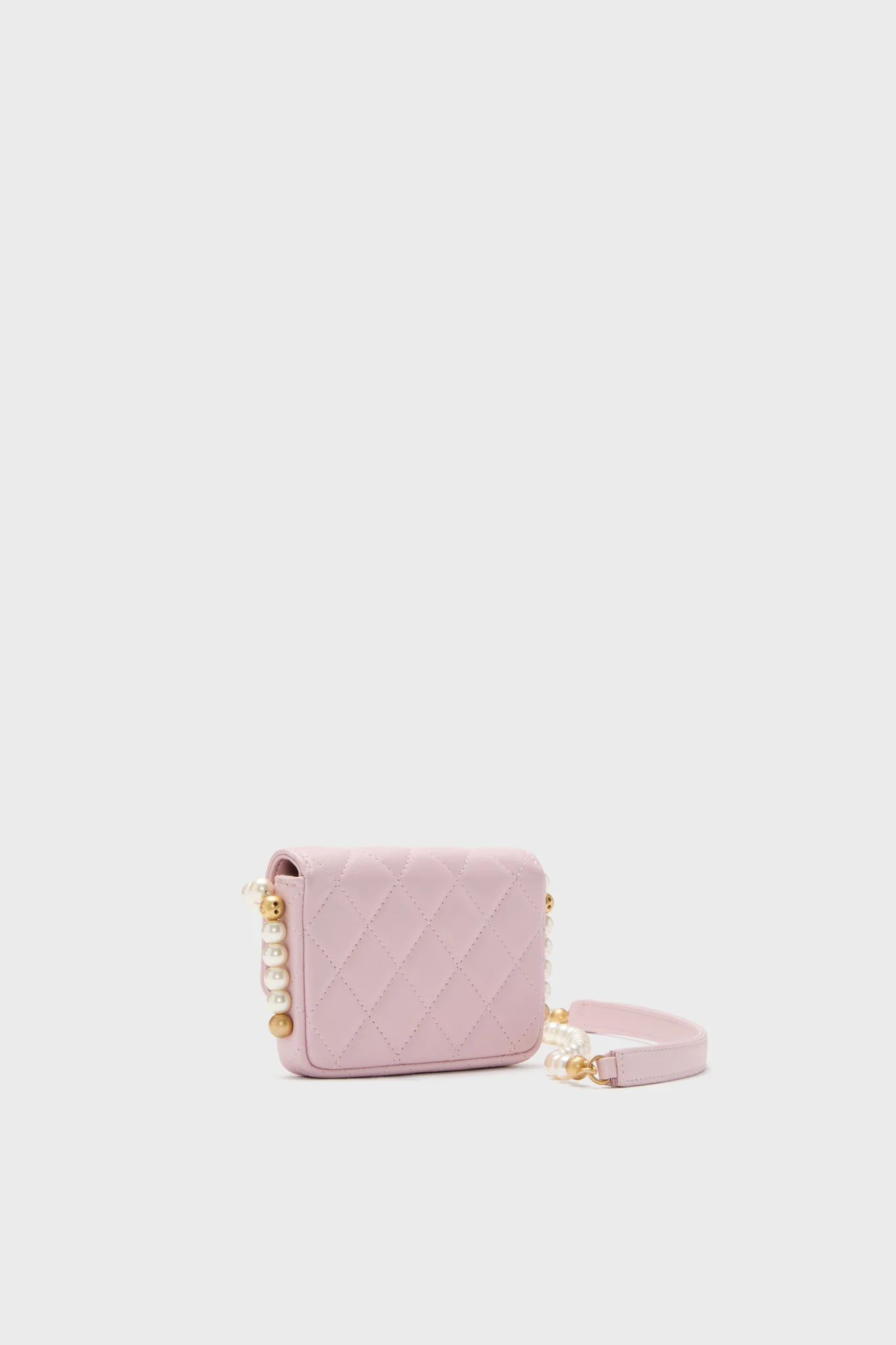CHANEL Pink Pearl Strap Flap Shoulder Bag - Image 4