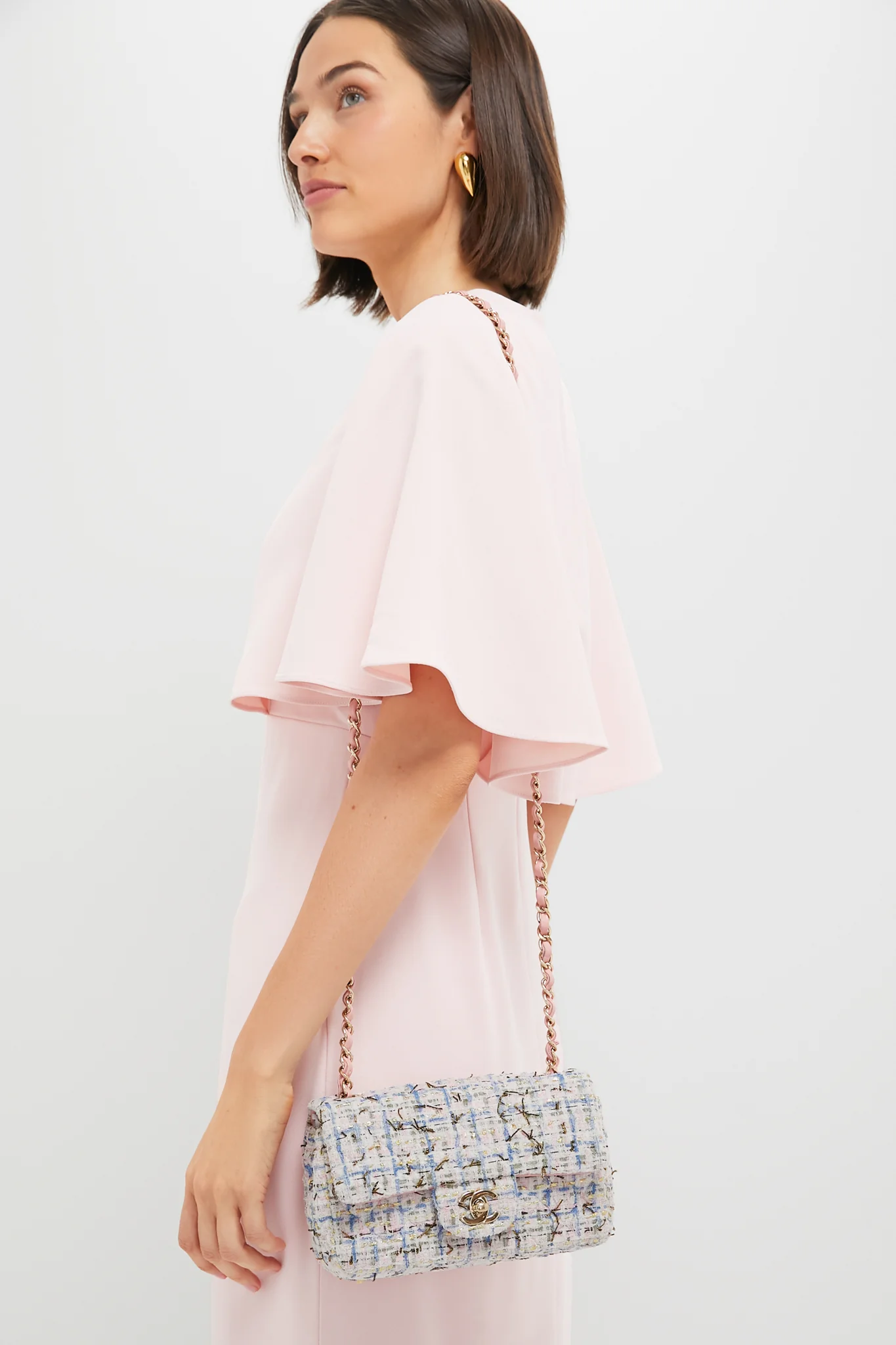 CHANEL Pink Tweed Mini Matelasse Crossbody - Image 4