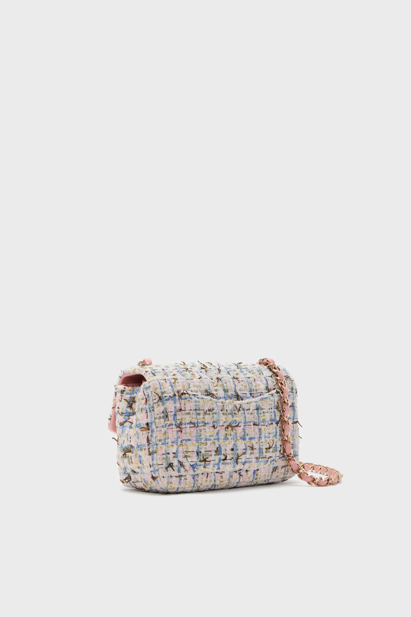 CHANEL Pink Tweed Mini Matelasse Crossbody - Image 5