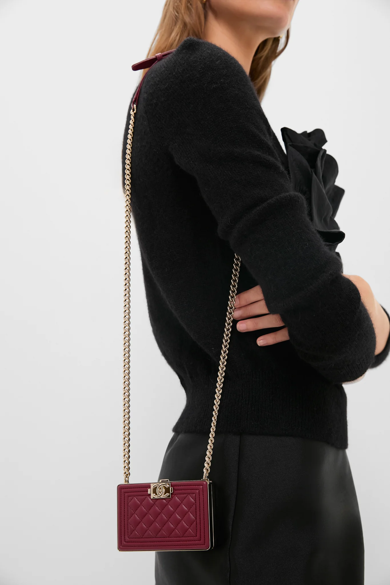 CHANEL Red Sheepskin Leather Boy Minaudiere - Image 2