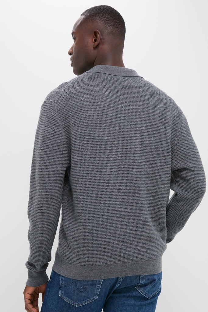 Charcoal Merino Waffle Polo - Image 4