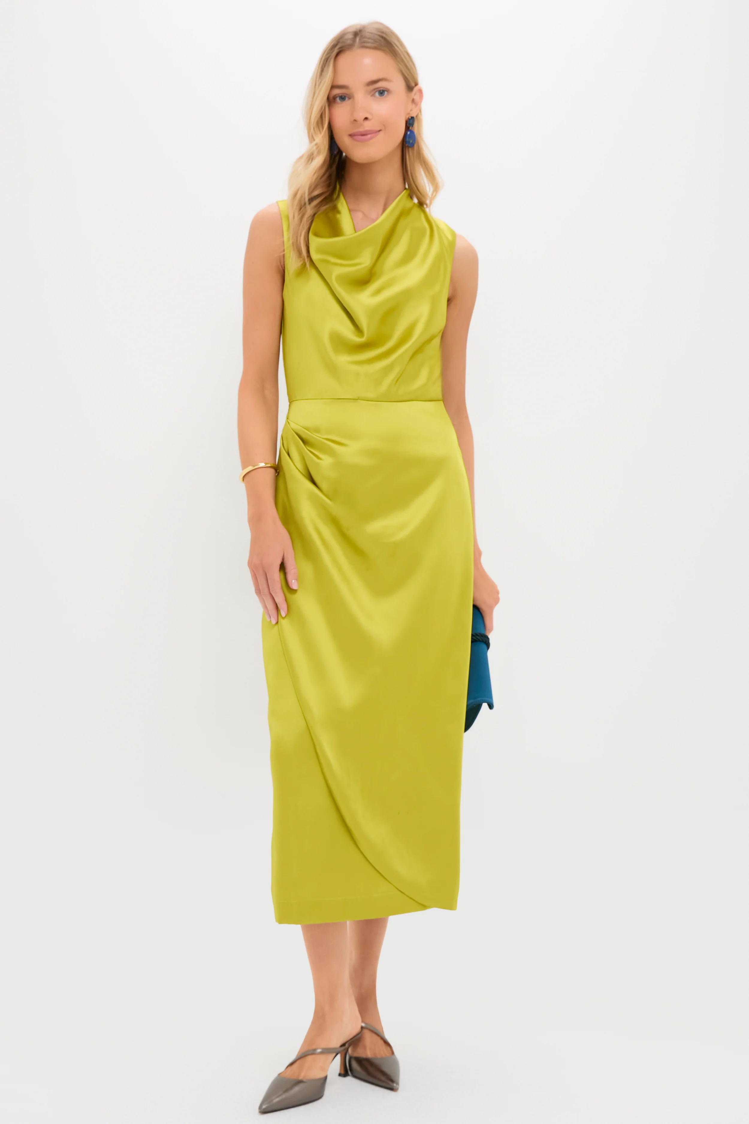 Chartreuse Satin Sinclair Dress - Image 2