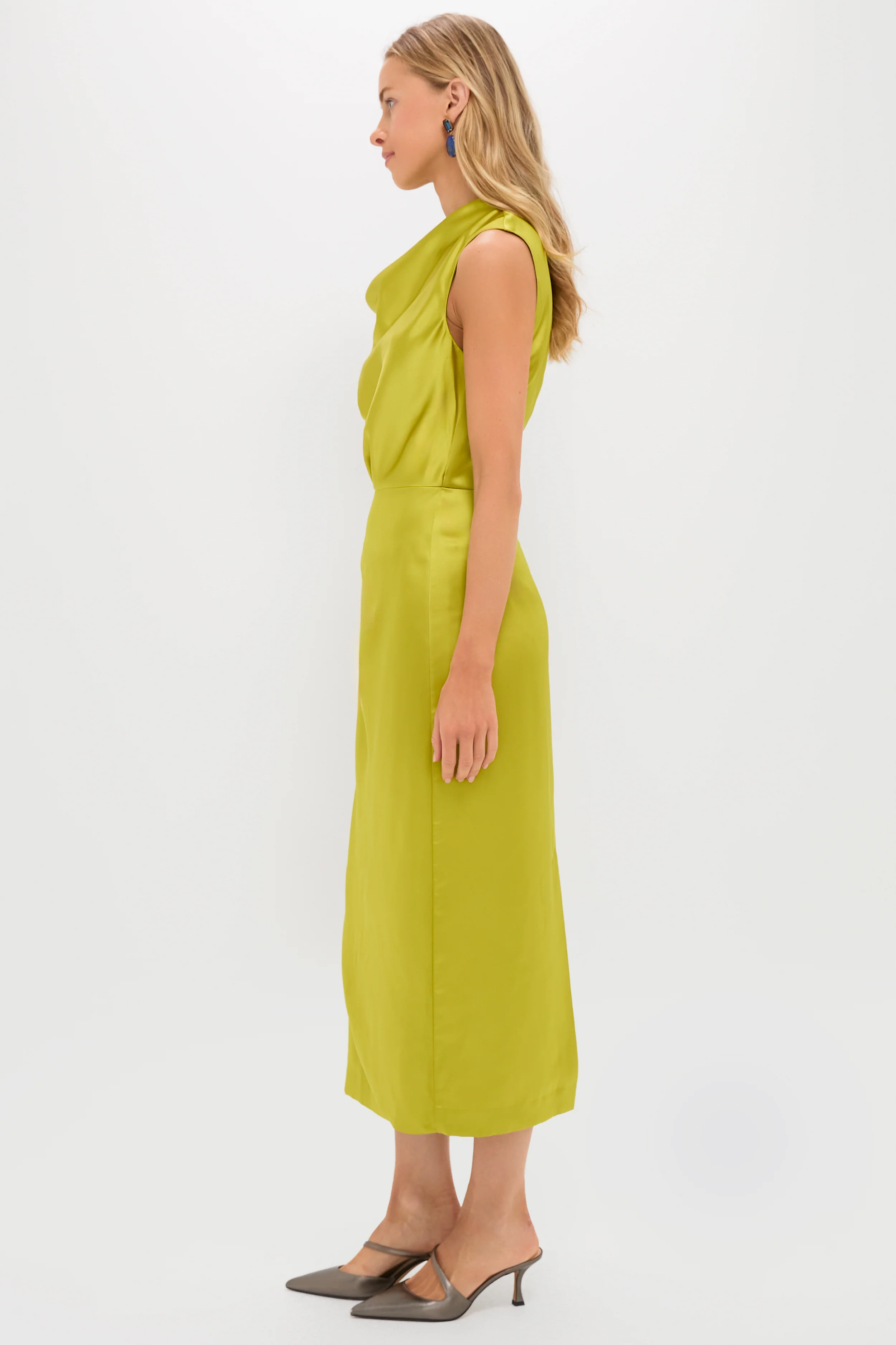 Chartreuse Satin Sinclair Dress - Image 3
