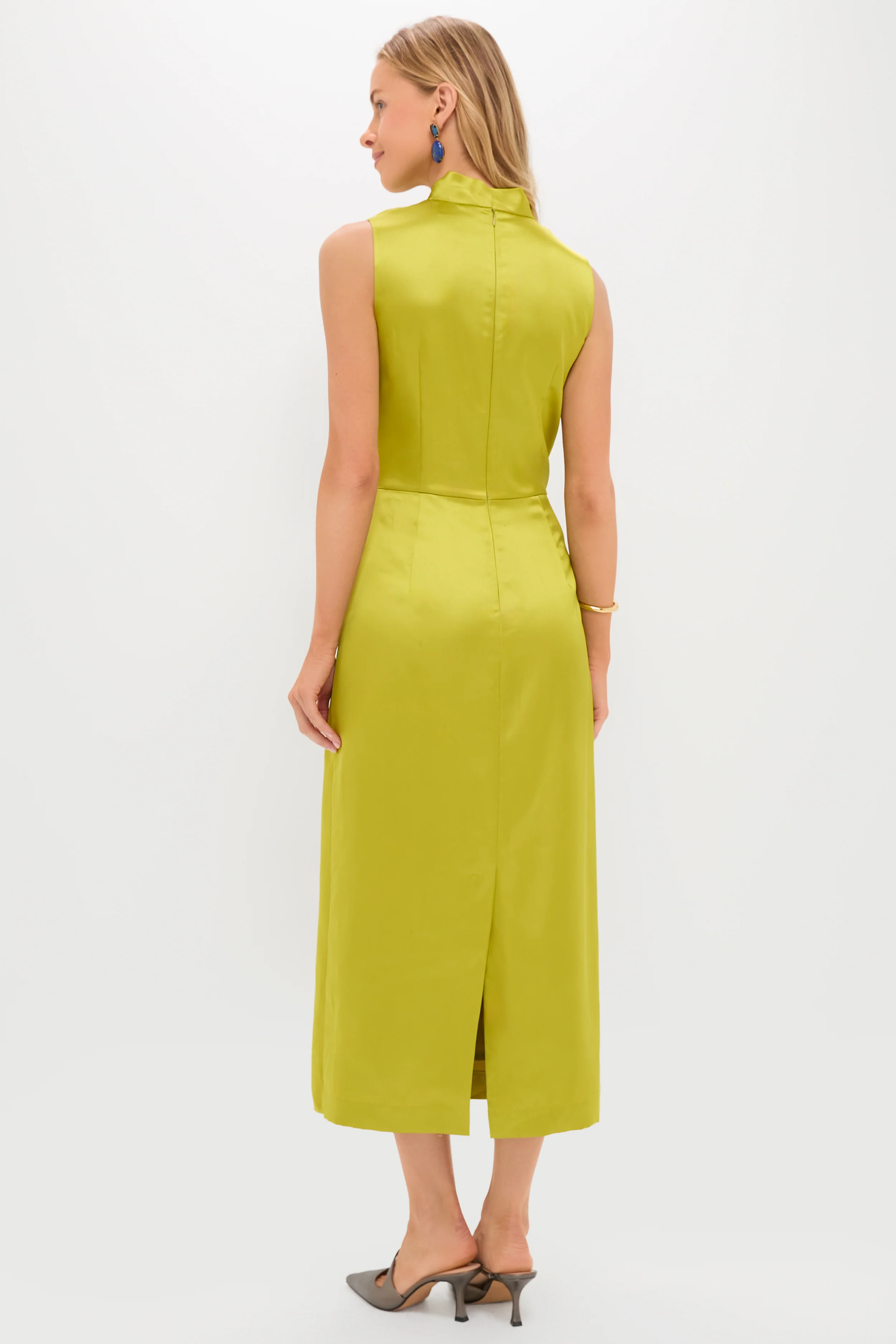 Chartreuse Satin Sinclair Dress - Image 4