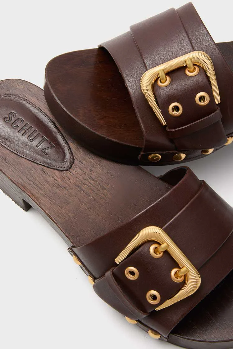 Chestnut Brown Irie Wooden Slides - Image 3