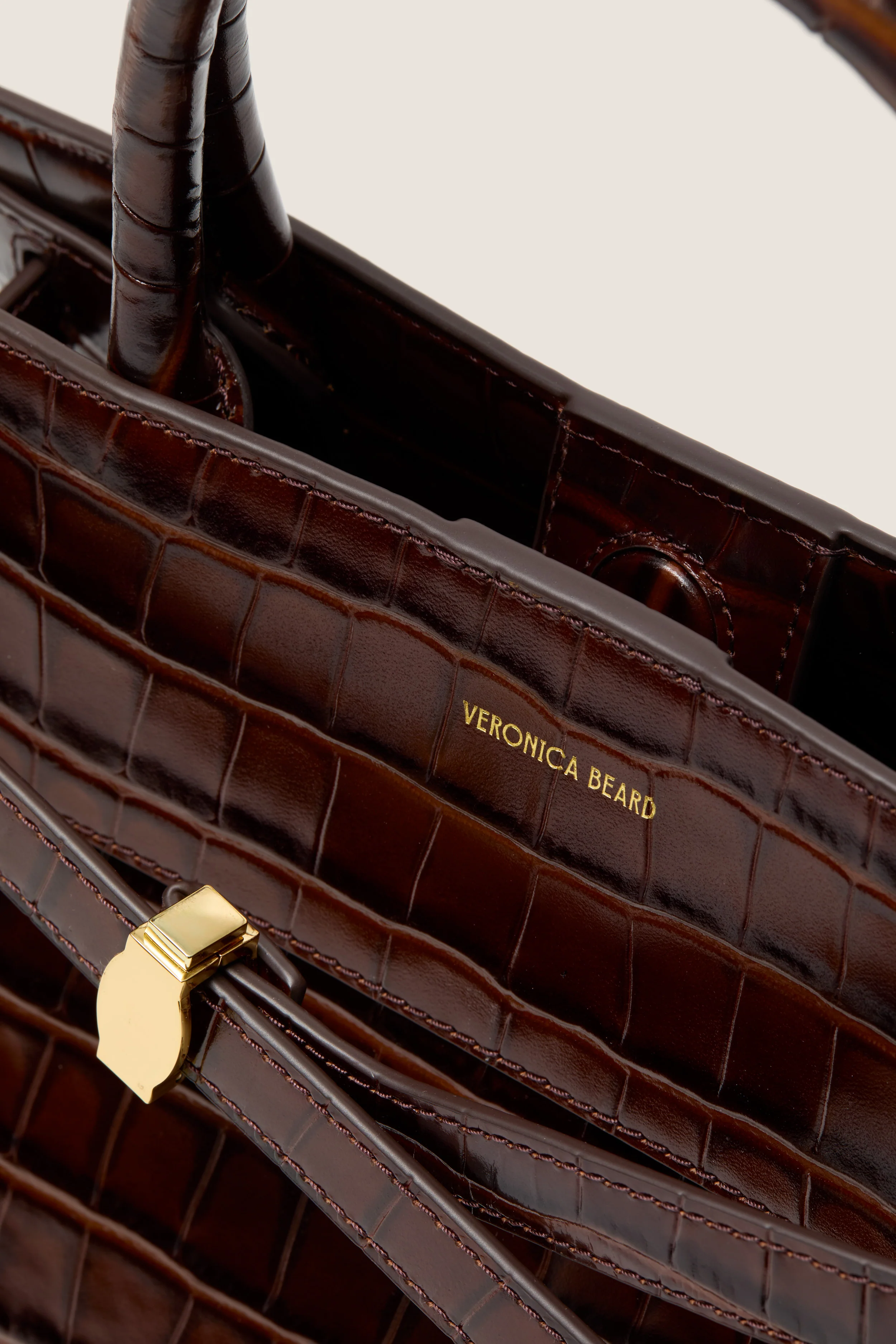 Chestnut Croc Embossed Veronica Beard Dash Bag - Image 6
