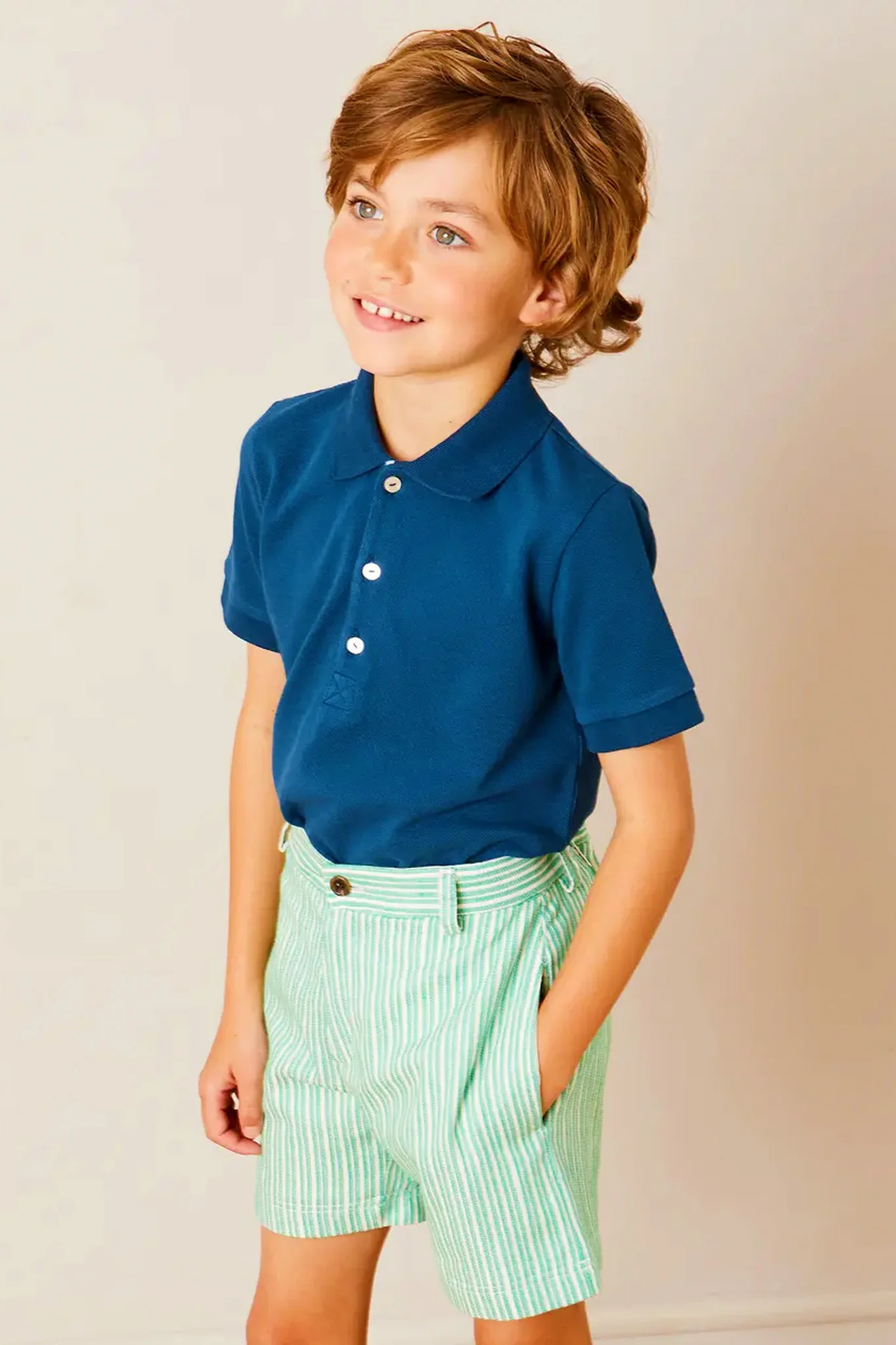 Cheyne Striped Pocket Detail Shorts in Green - Image 4