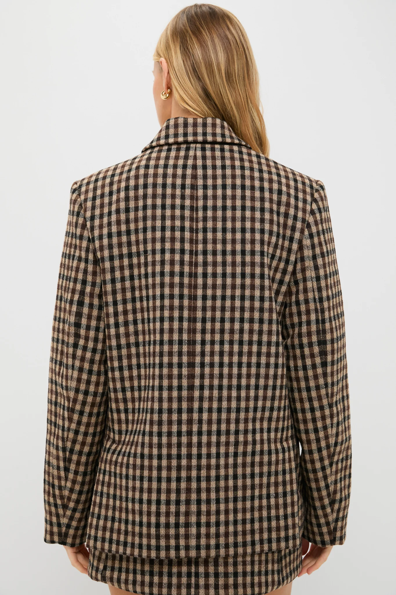 Chicory Coffee Check Wool Mix Oversized Blazer - Image 3