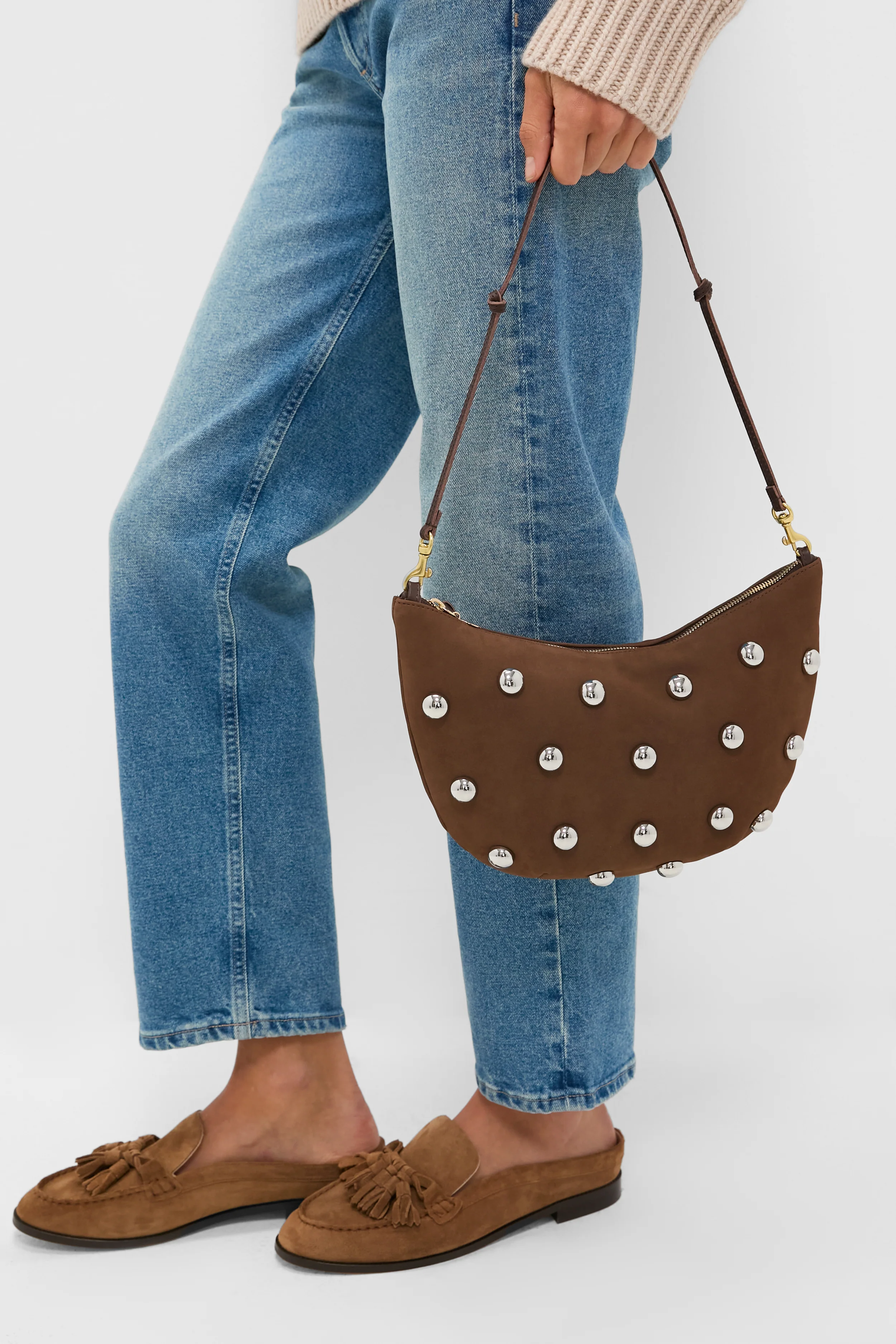 Choco Bar Smooth Nubuck with Studs Lune Bag - Image 2